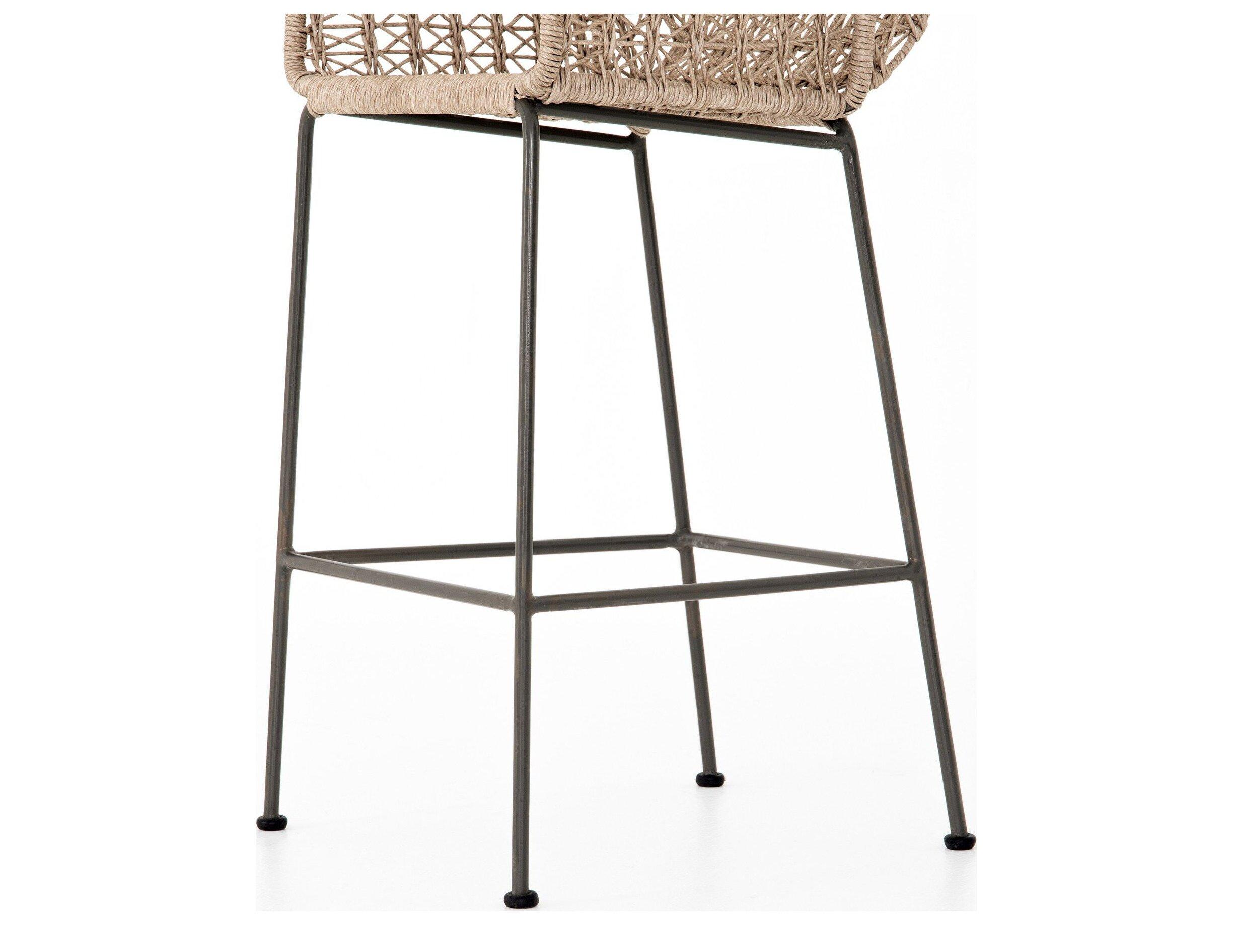 Four Hands Outdoor Grass Roots Grey Bronze / Vintage White Resin Wrought Iron Bar Stool