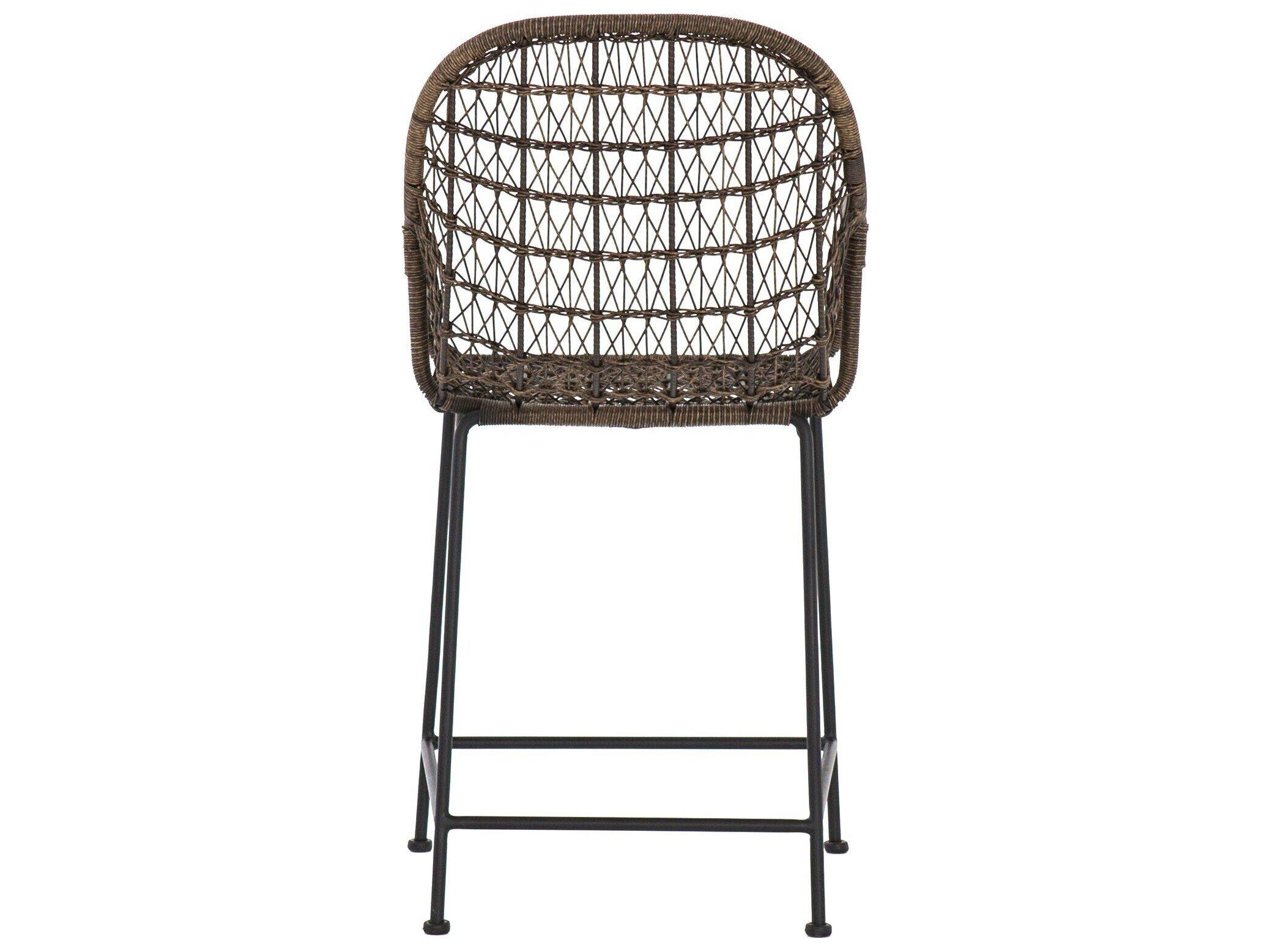 Luxecor Globetrotter Outdoor Natural Black / Distressed Grey Wrought Iron Wicker Counter Stool