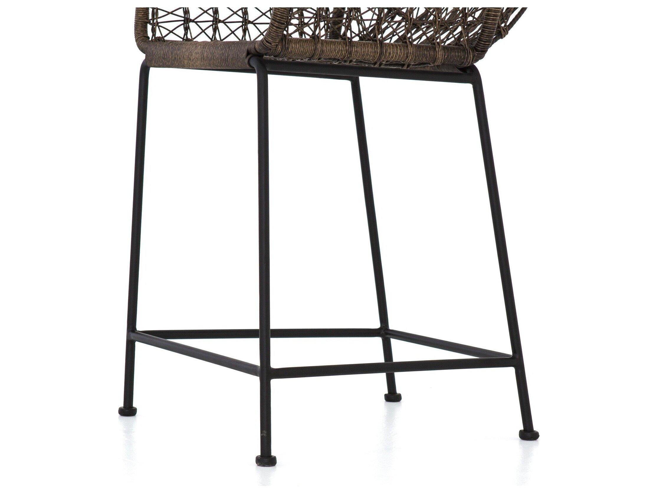 Luxecor Globetrotter Outdoor Natural Black / Distressed Grey Wrought Iron Wicker Counter Stool