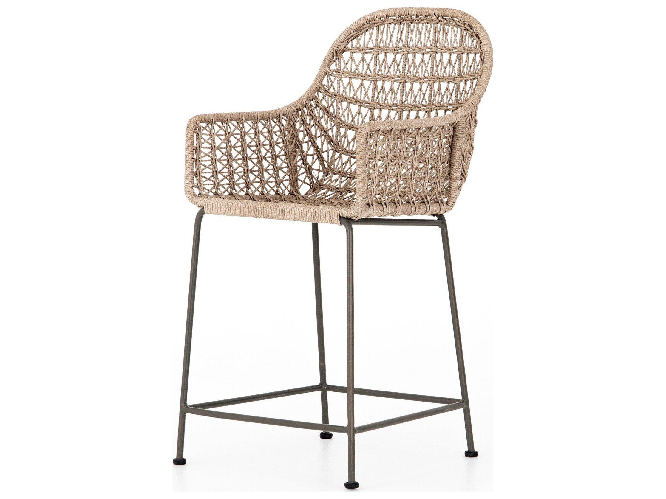 Luxecor Globetrotter Outdoor Grey Bronze / Vintage White Resin Wrought Iron Counter Stool