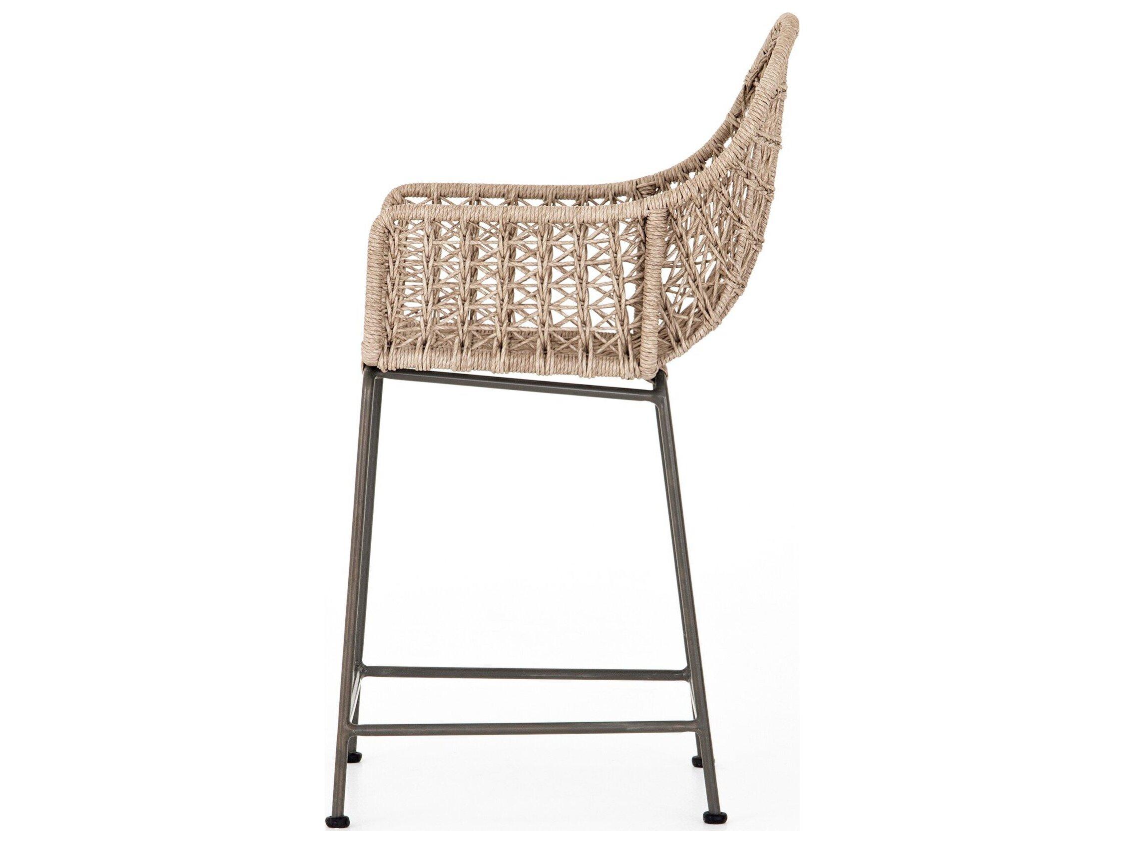 Luxecor Globetrotter Outdoor Grey Bronze / Vintage White Resin Wrought Iron Counter Stool