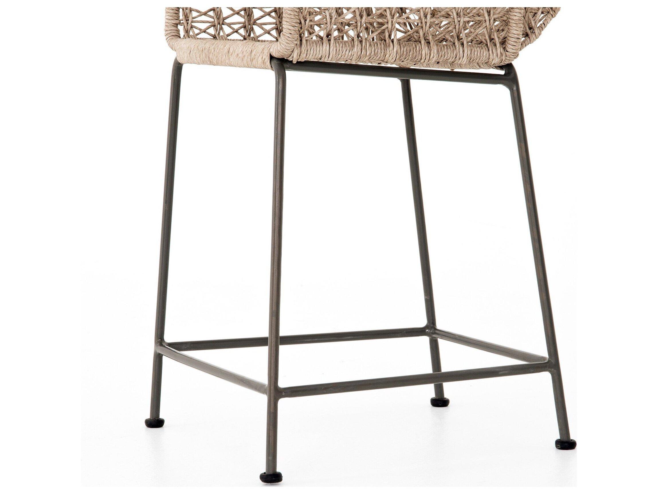 Luxecor Globetrotter Outdoor Grey Bronze / Vintage White Resin Wrought Iron Counter Stool
