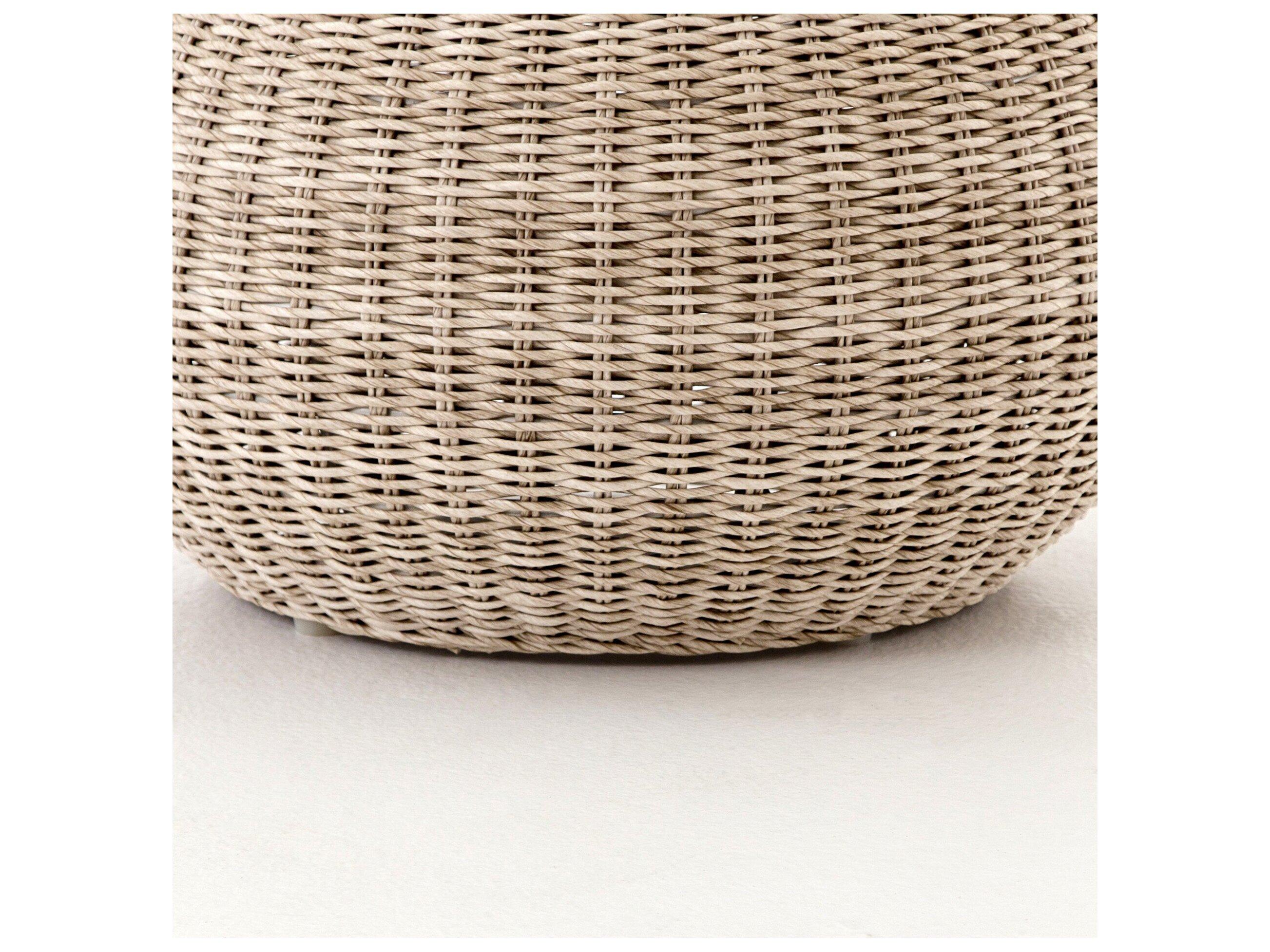 Four Hands Outdoor Grass Roots Vintage White Ottoman