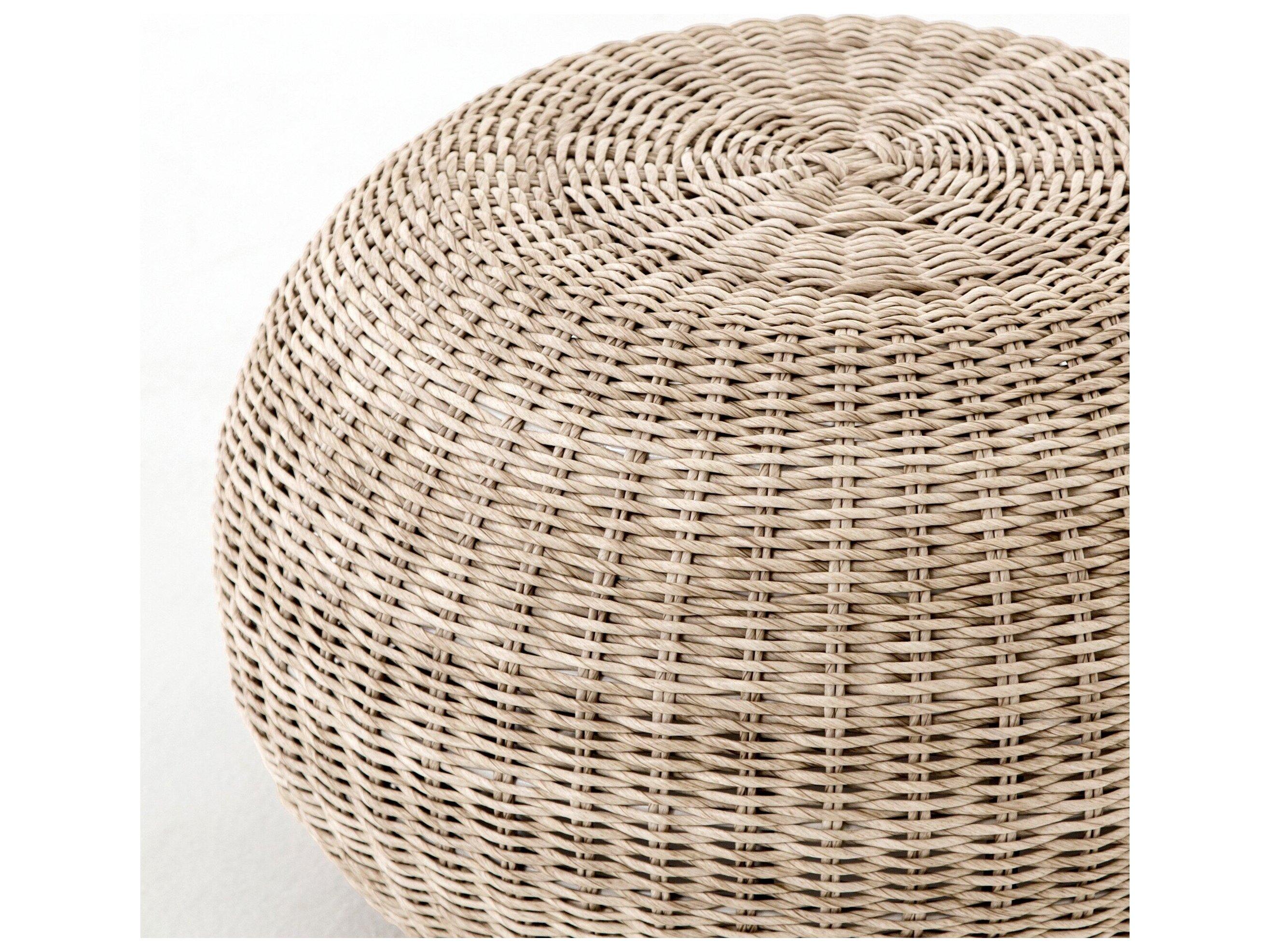 Four Hands Outdoor Grass Roots Vintage White Ottoman