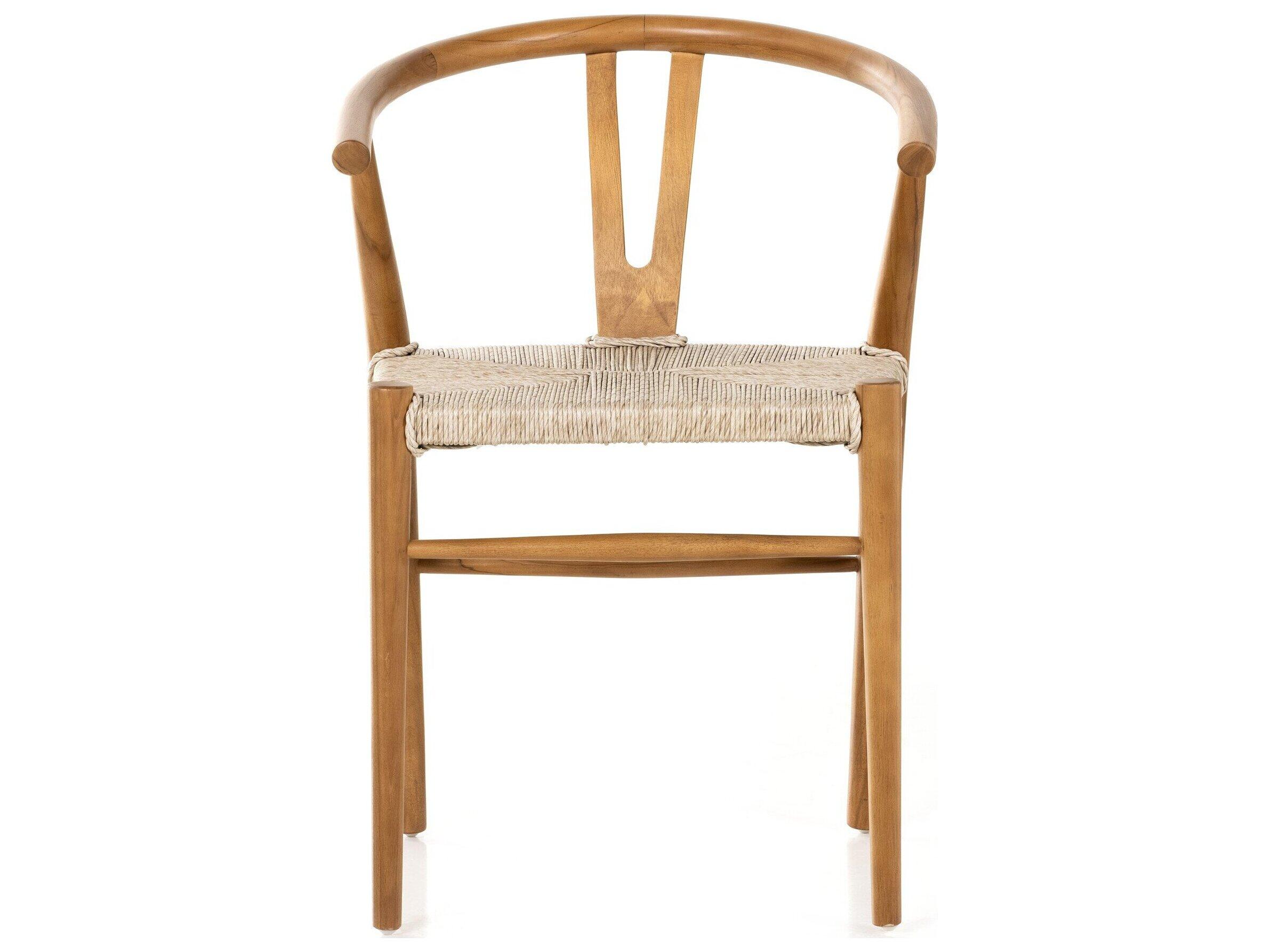 Four Hands Outdoor Grass Roots Vintage White Teak Wicker Dining Chair