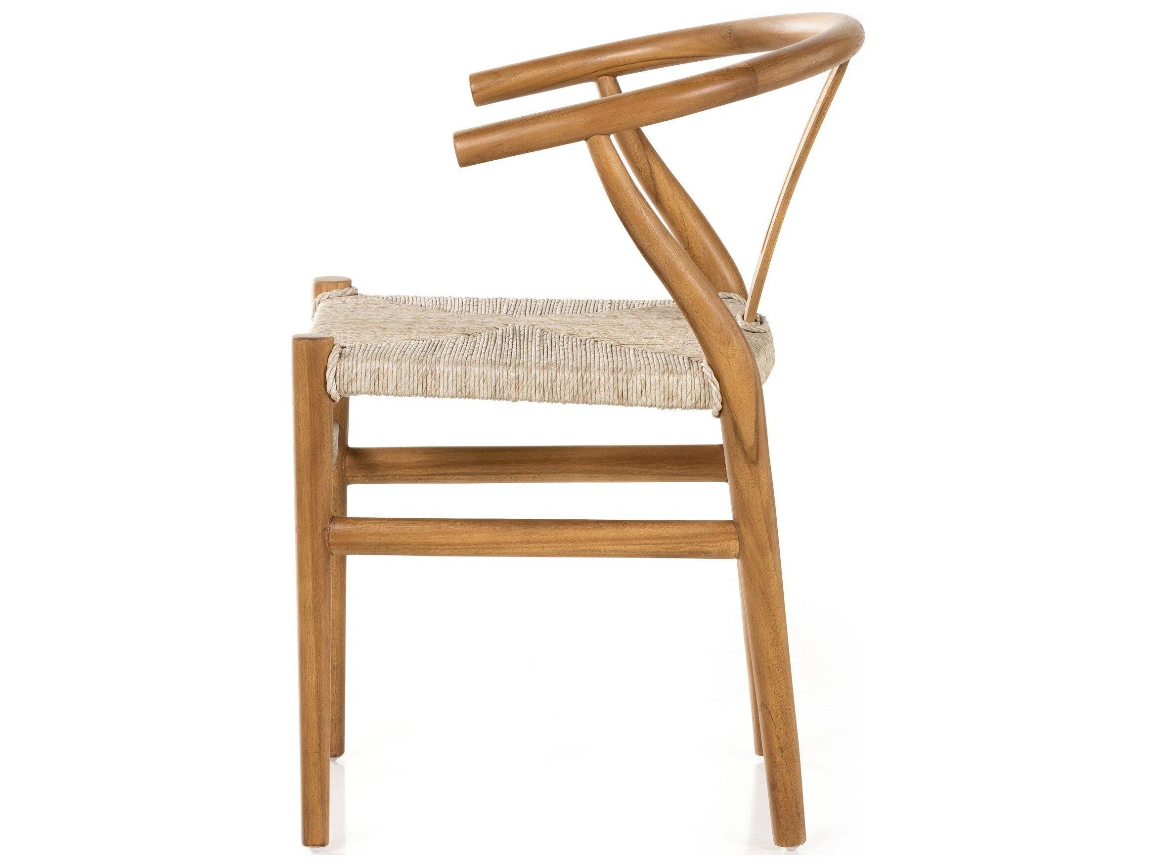 Four Hands Outdoor Grass Roots Vintage White Teak Wicker Dining Chair