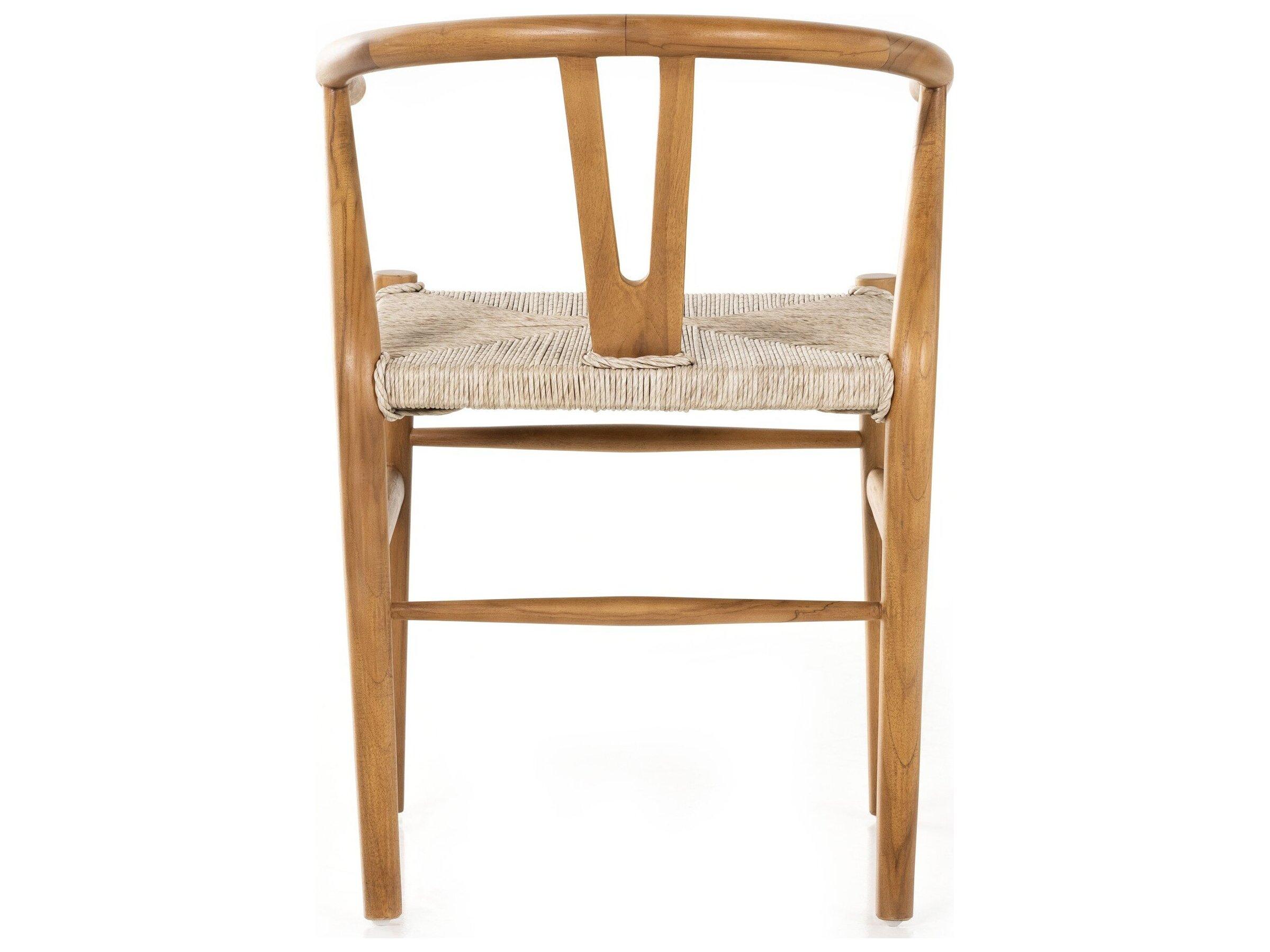 Four Hands Outdoor Grass Roots Vintage White Teak Wicker Dining Chair