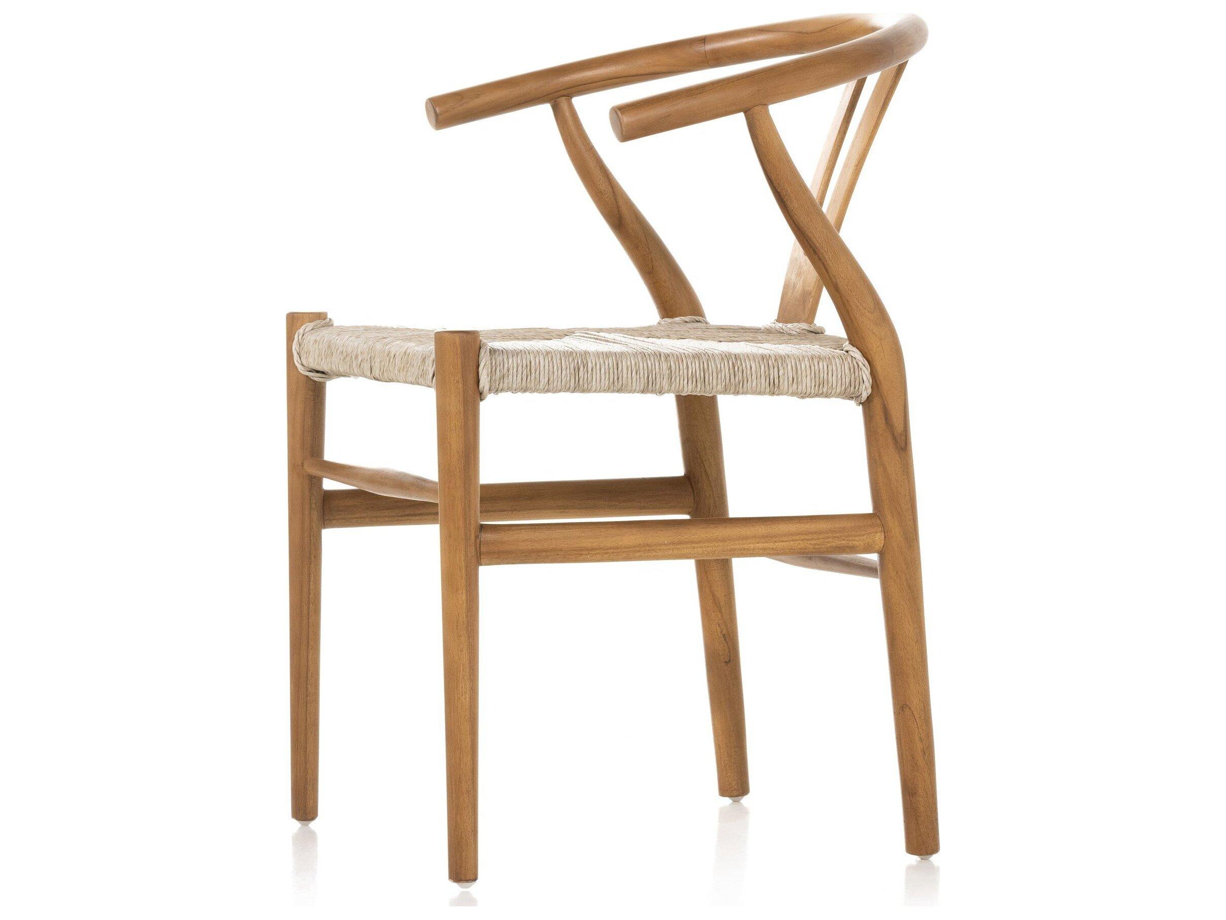 Four Hands Outdoor Grass Roots Vintage White Teak Wicker Dining Chair
