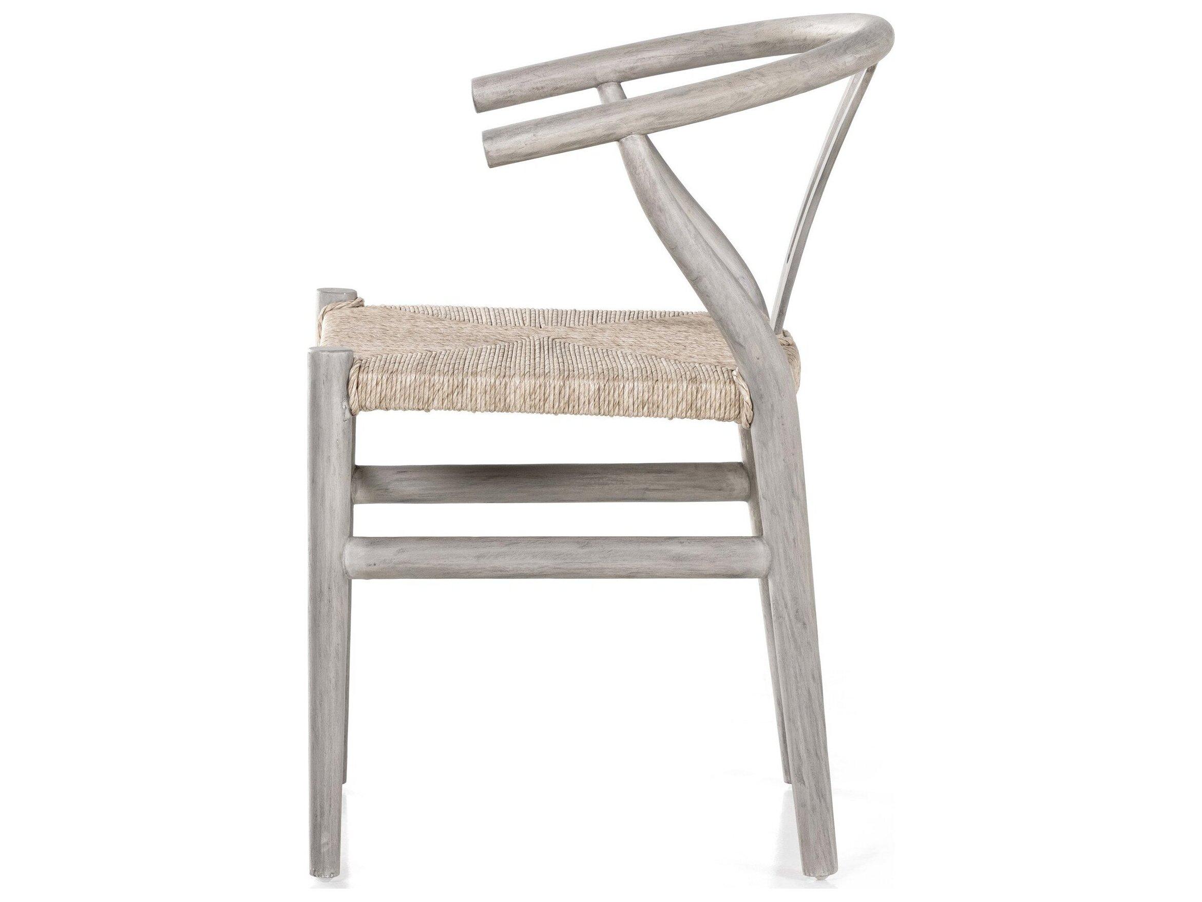 Four Hands Outdoor Grass Roots Vintage White Wood Wicker Dining Chair