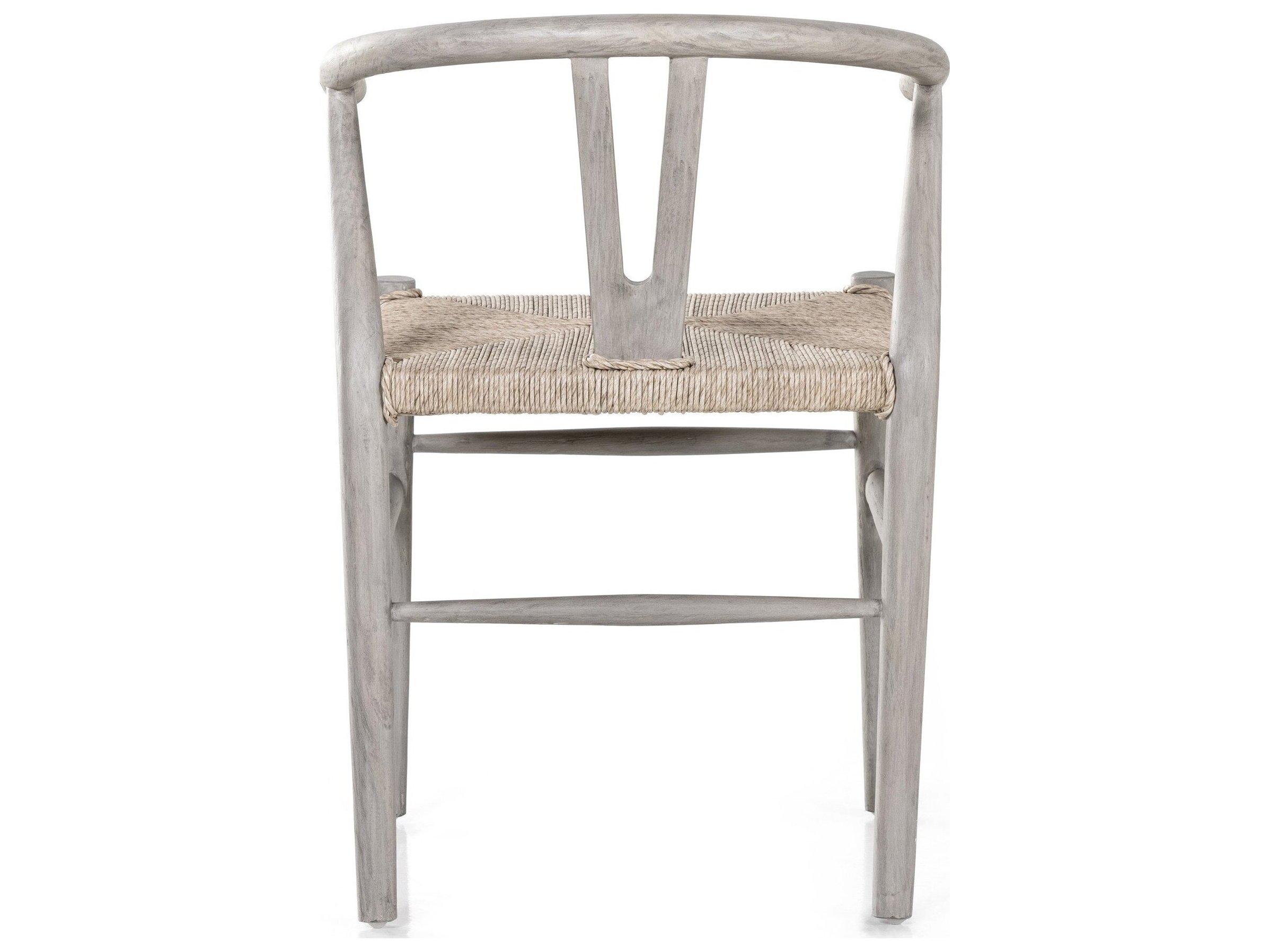 Four Hands Outdoor Grass Roots Vintage White Wood Wicker Dining Chair