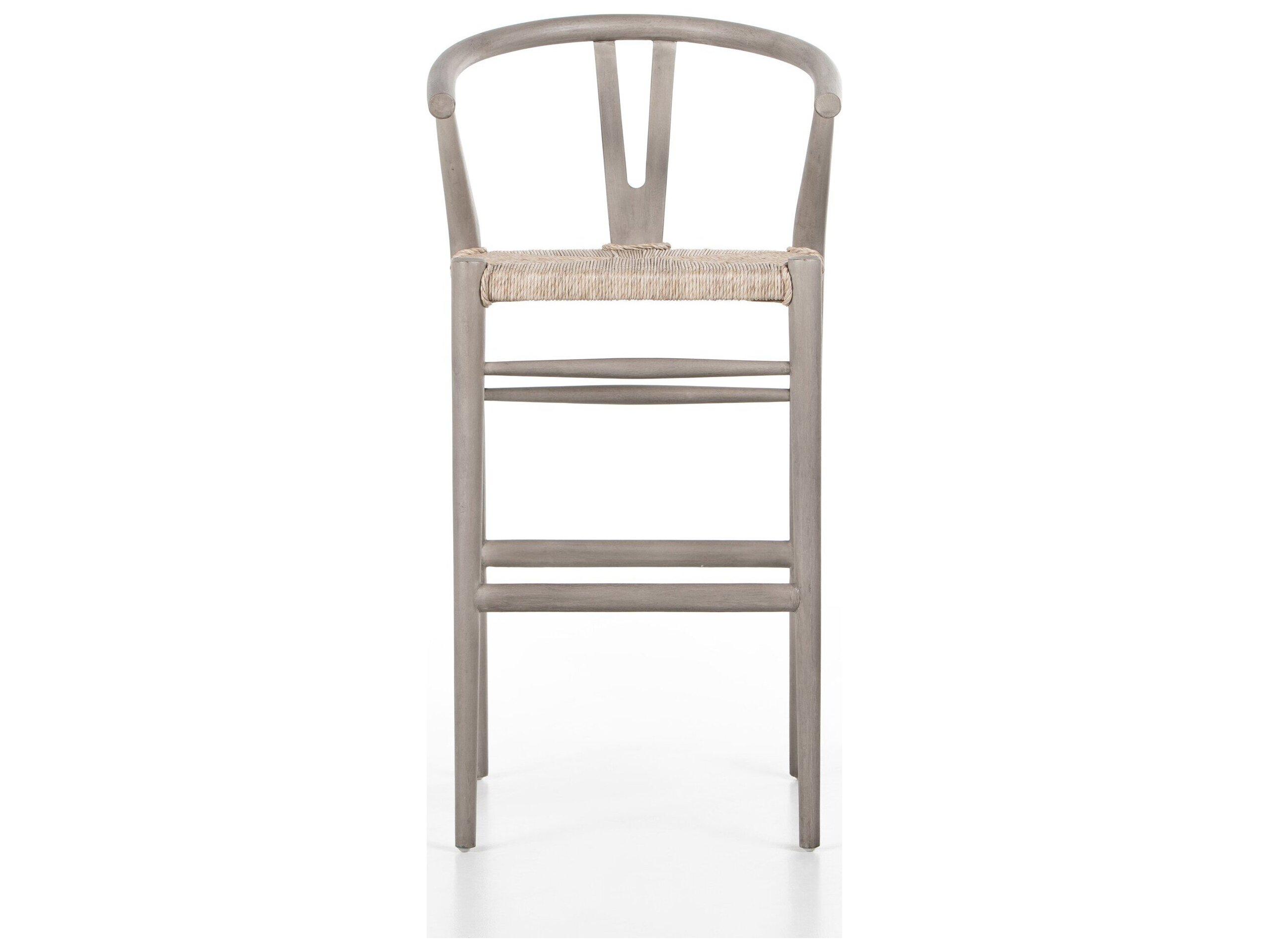 Four Hands Outdoor Grass Roots Vintage White Vintage White Teak Bar Stool