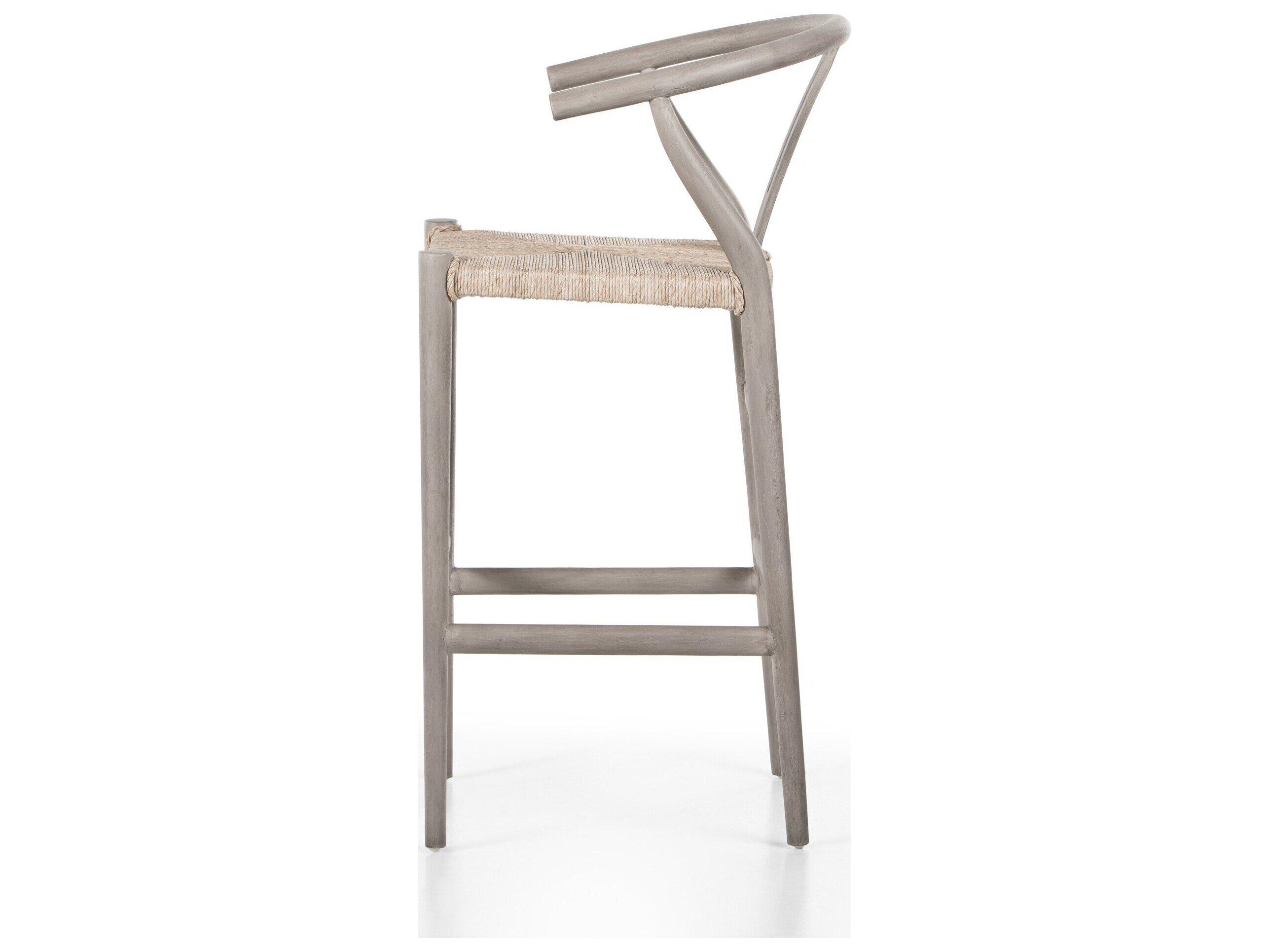 Four Hands Outdoor Grass Roots Vintage White Vintage White Teak Bar Stool