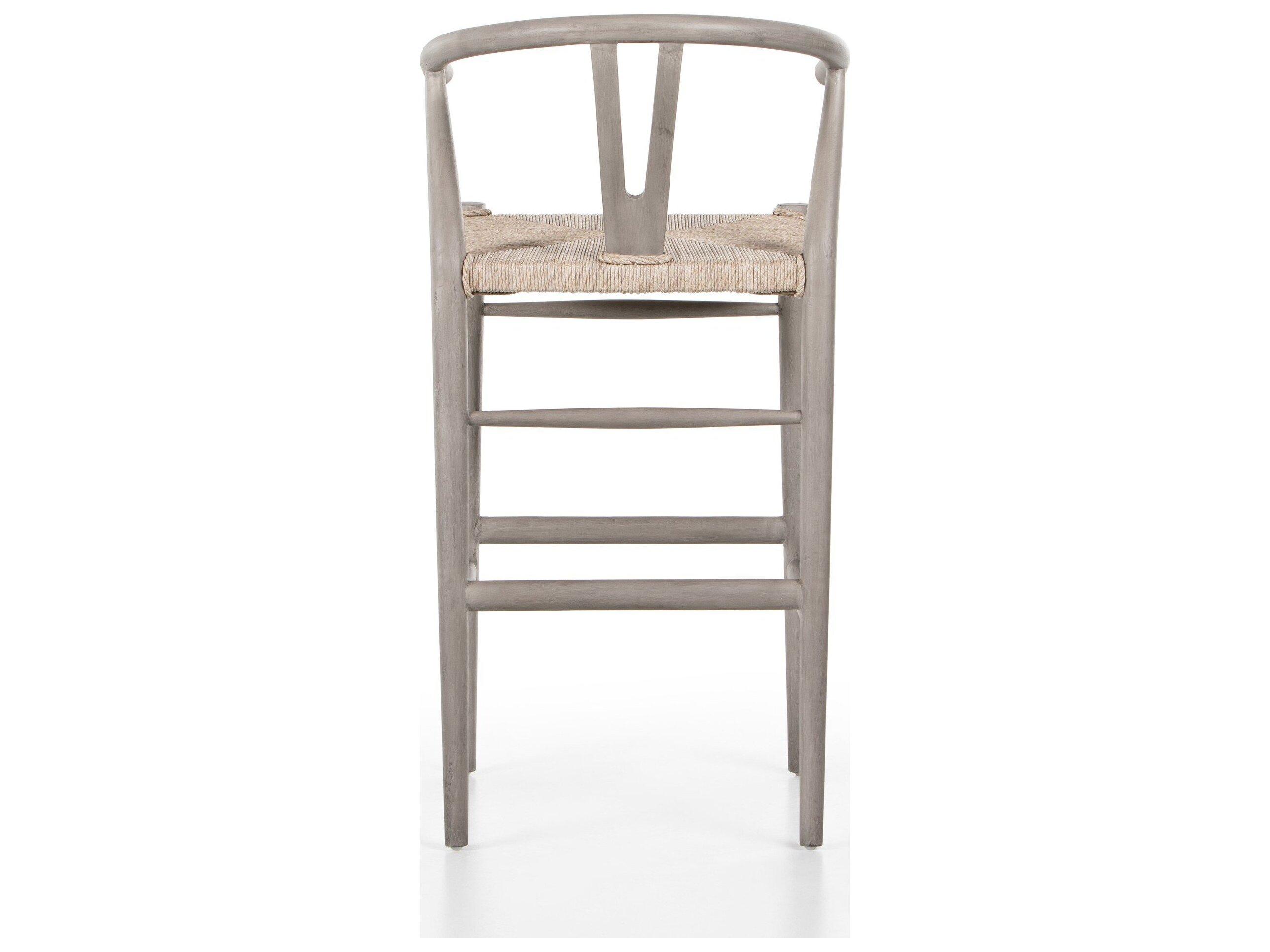Four Hands Outdoor Grass Roots Vintage White Vintage White Teak Bar Stool
