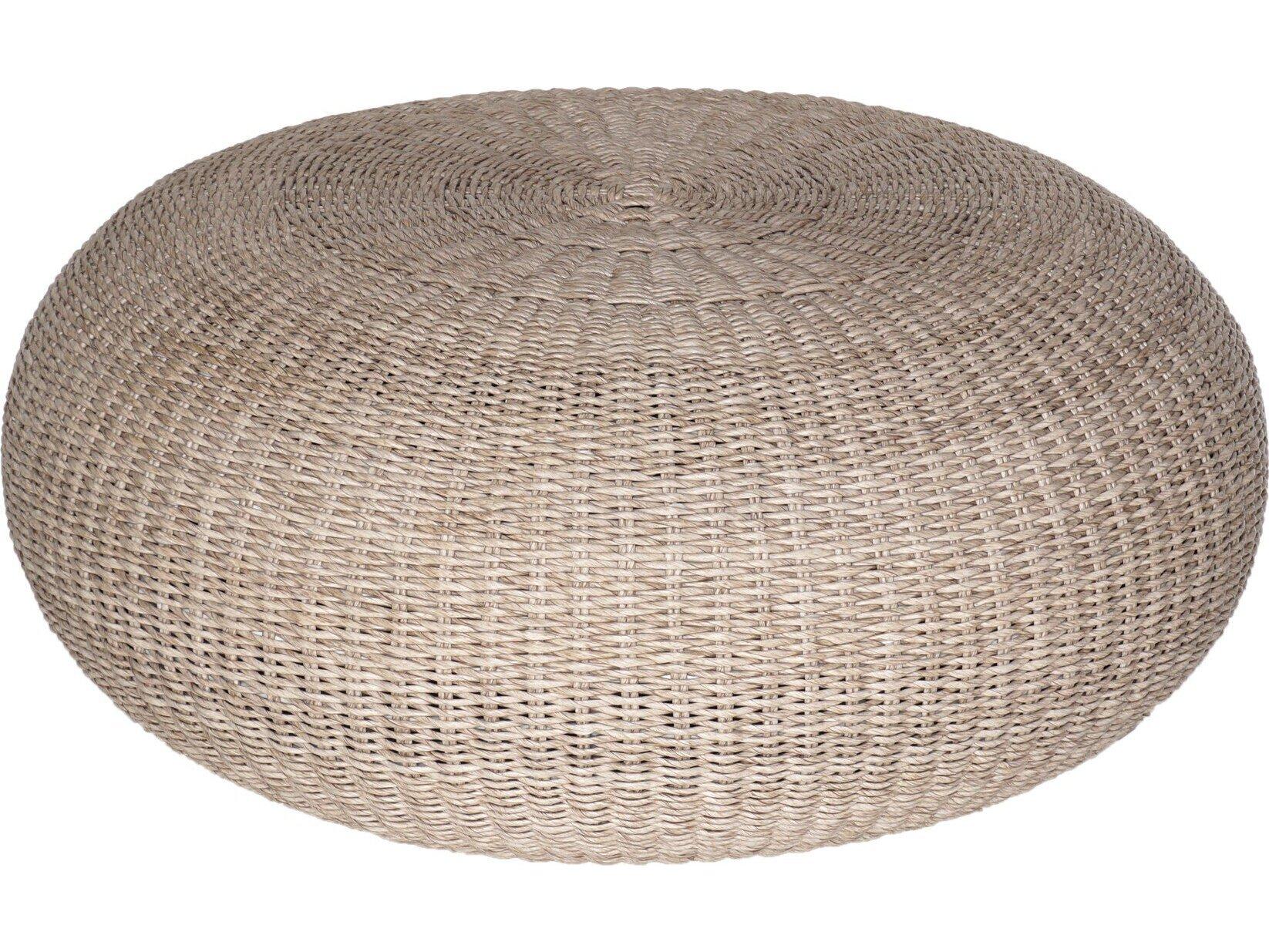 Four Hands Outdoor Grass Roots Vintage White Wicker Round Coffee Table