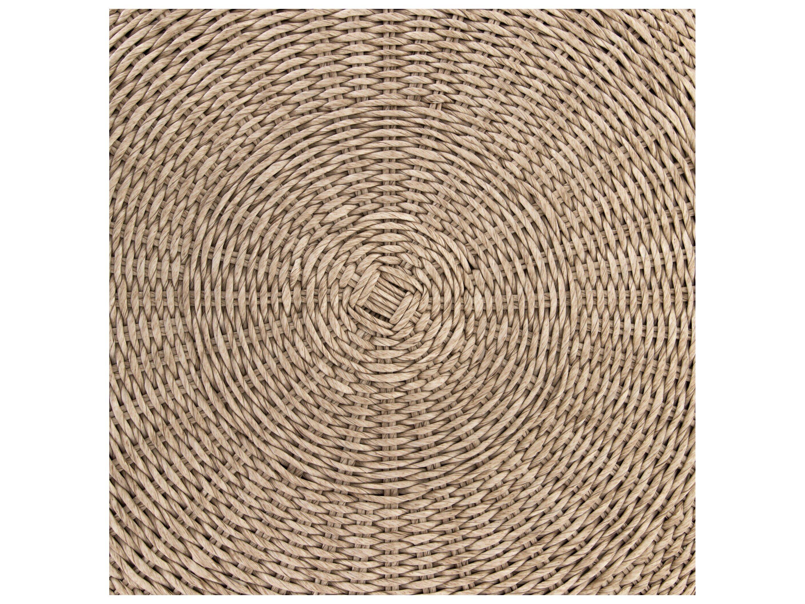 Four Hands Outdoor Grass Roots Vintage White Wicker Round Coffee Table