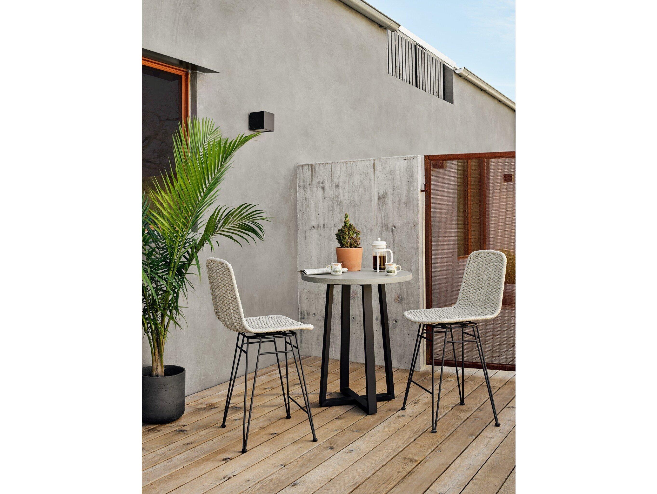 Luxecor Globetrotter Outdoor Charcoal Iron / Natural Rope Counter Stool