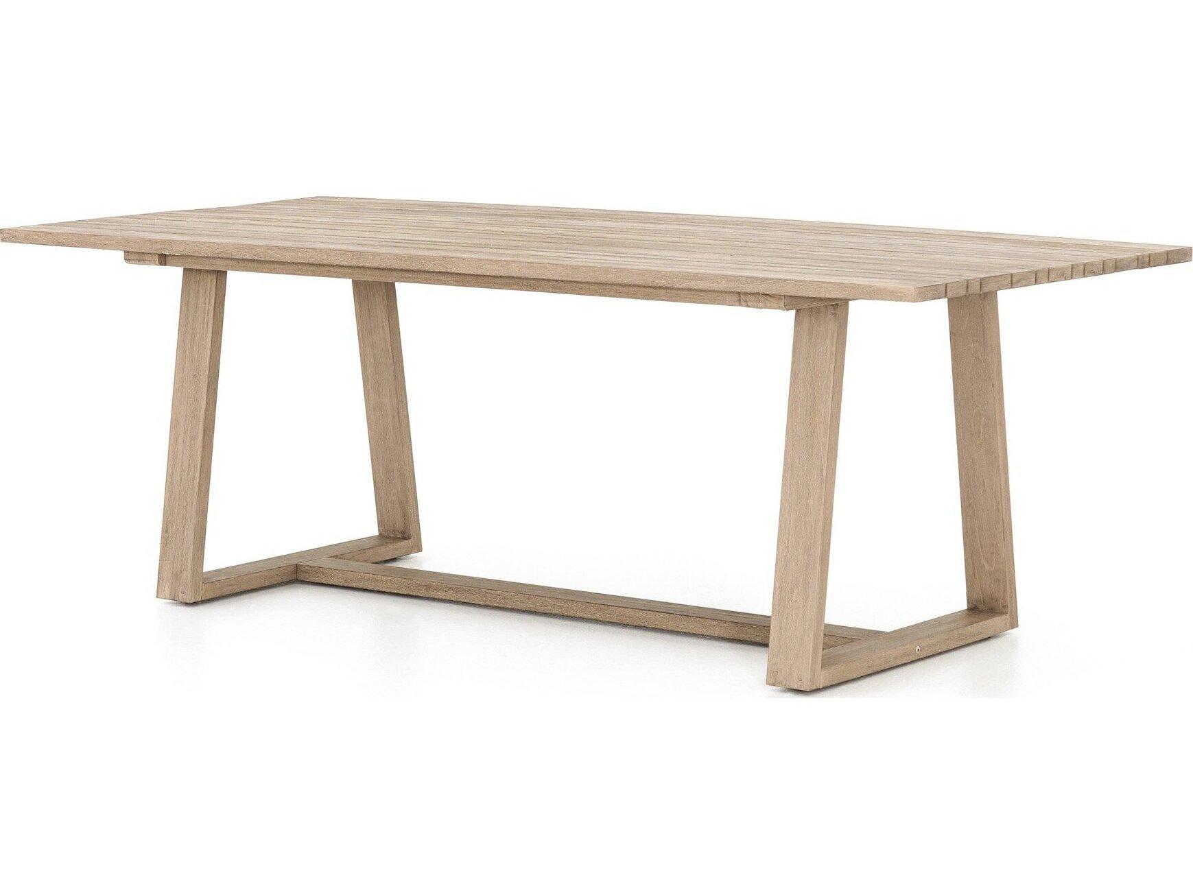 Four Hands Outdoor Solano Washed Brown Teak Rectangular Dining Table