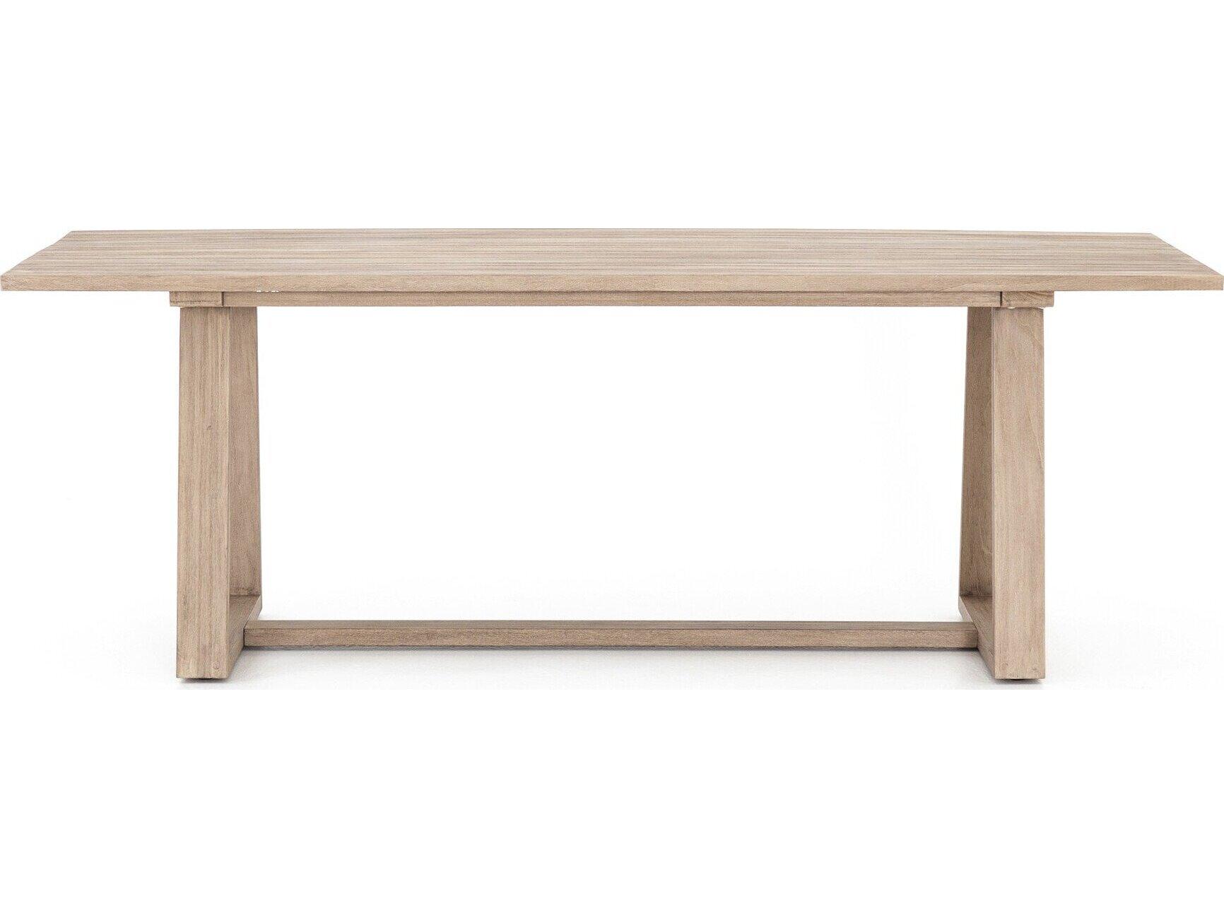 Four Hands Outdoor Solano Washed Brown Teak Rectangular Dining Table