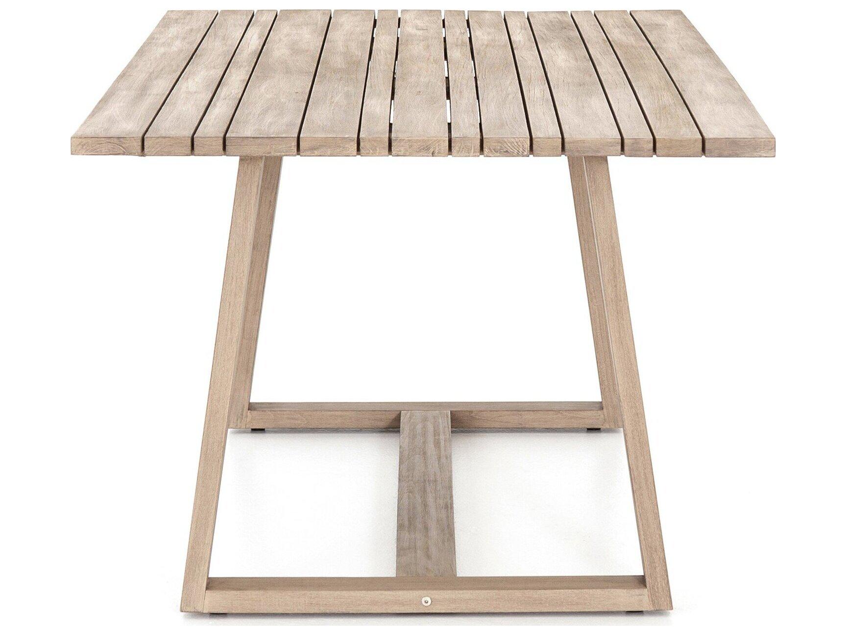 Four Hands Outdoor Solano Washed Brown Teak Rectangular Dining Table