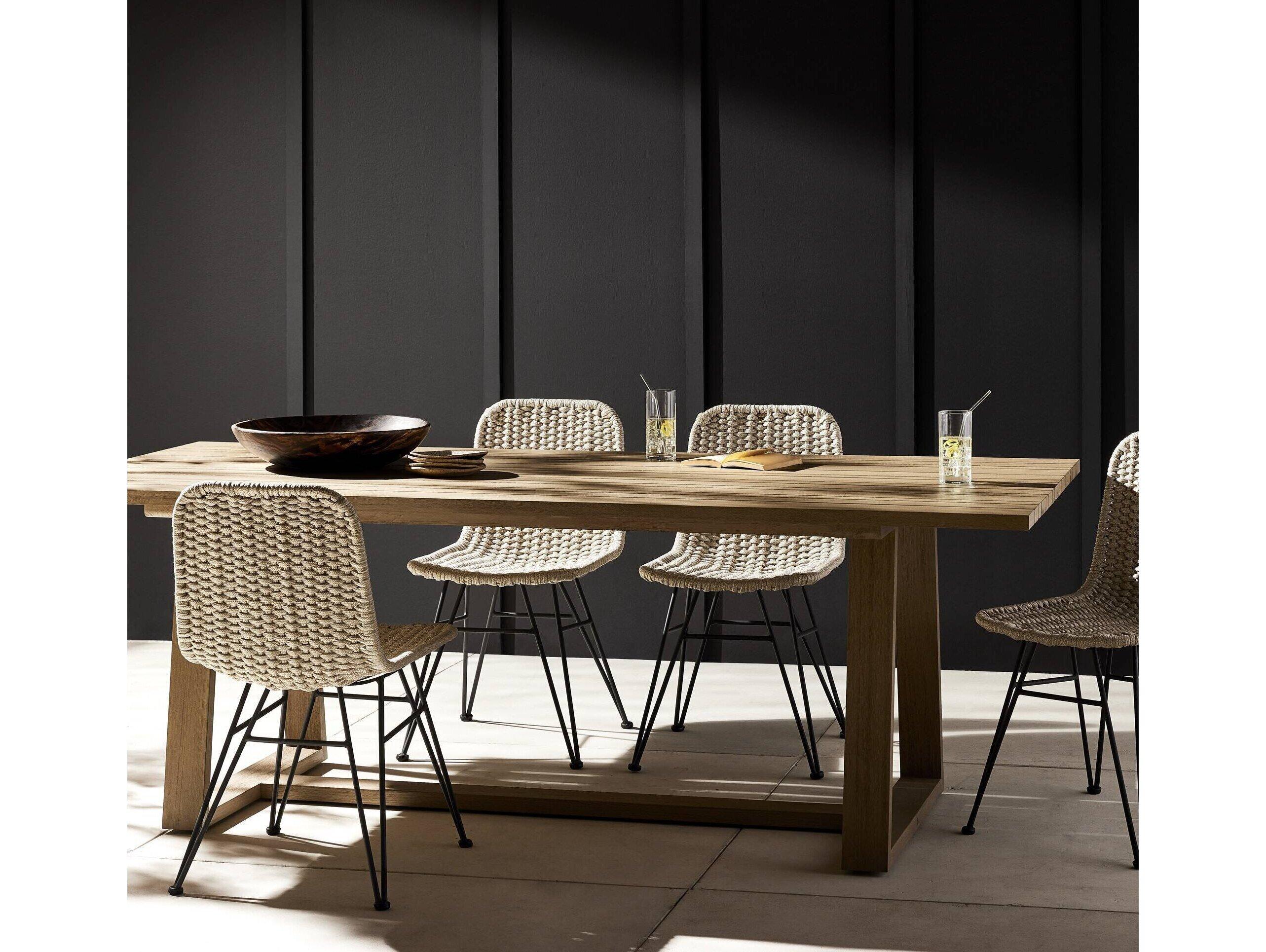 Four Hands Outdoor Solano Washed Brown Teak Rectangular Dining Table