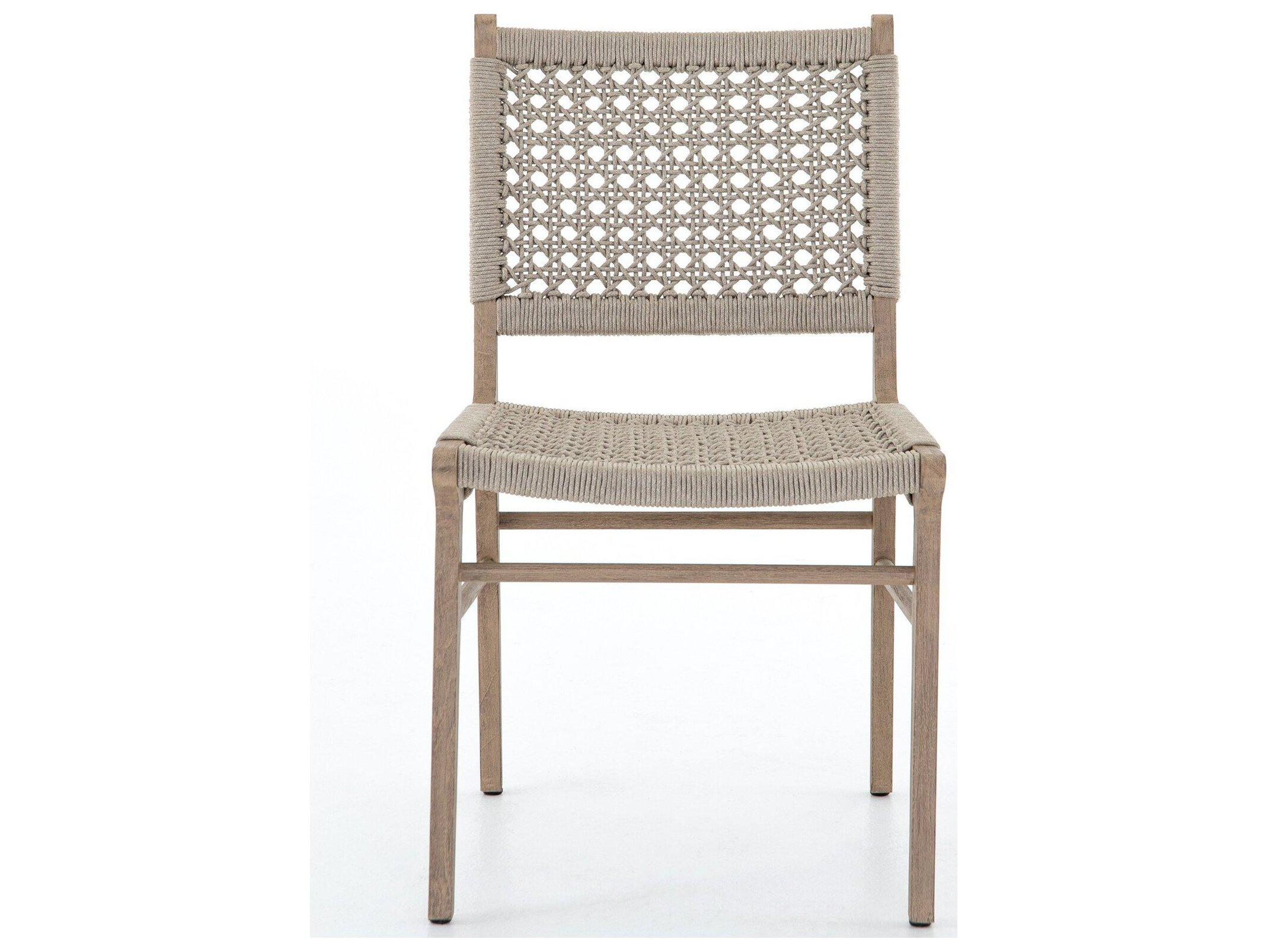Four Hands Outdoor Solano Ivory Rope / Washed Brown Teak Dining Chair