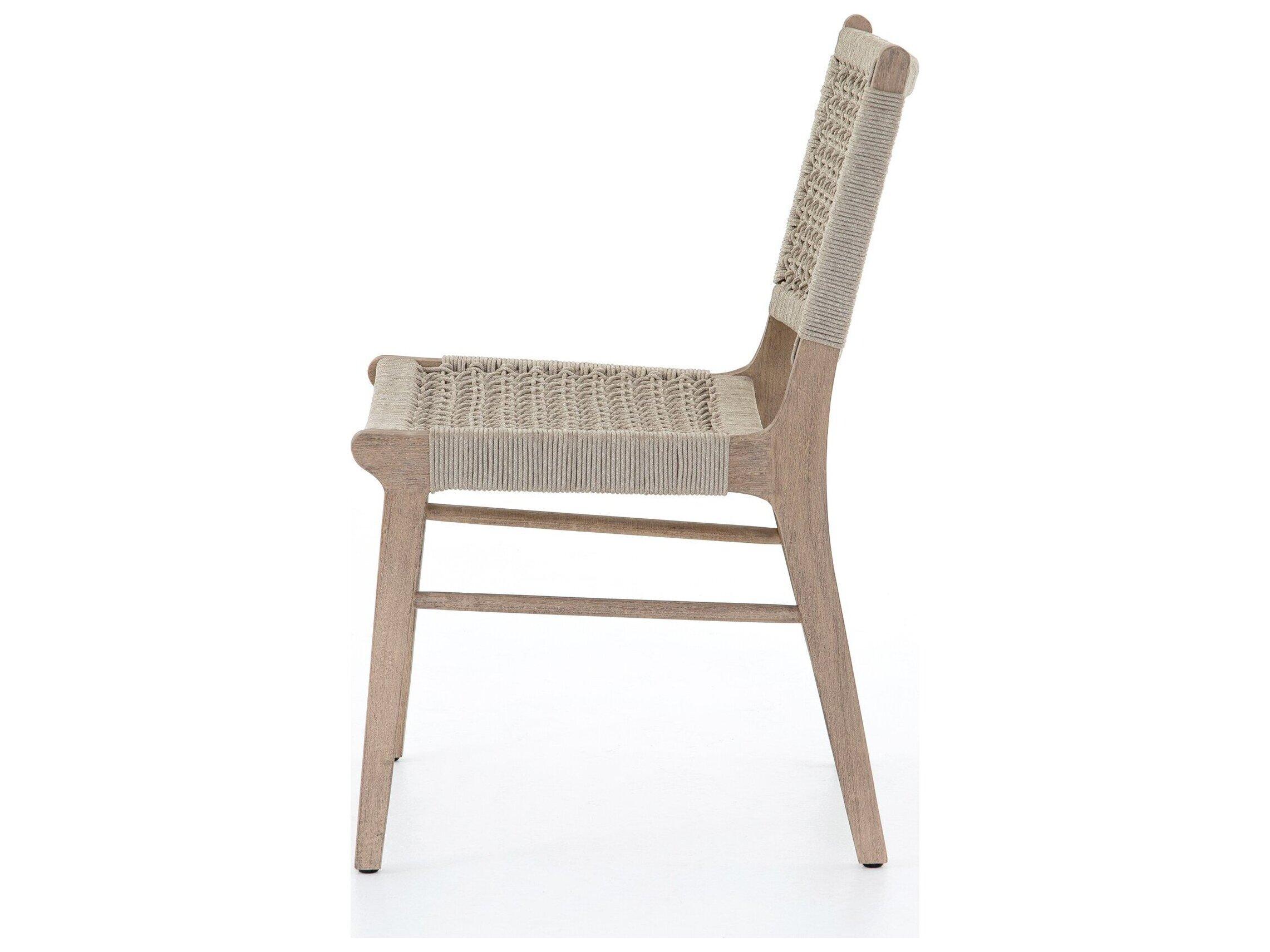 Four Hands Outdoor Solano Ivory Rope / Washed Brown Teak Dining Chair