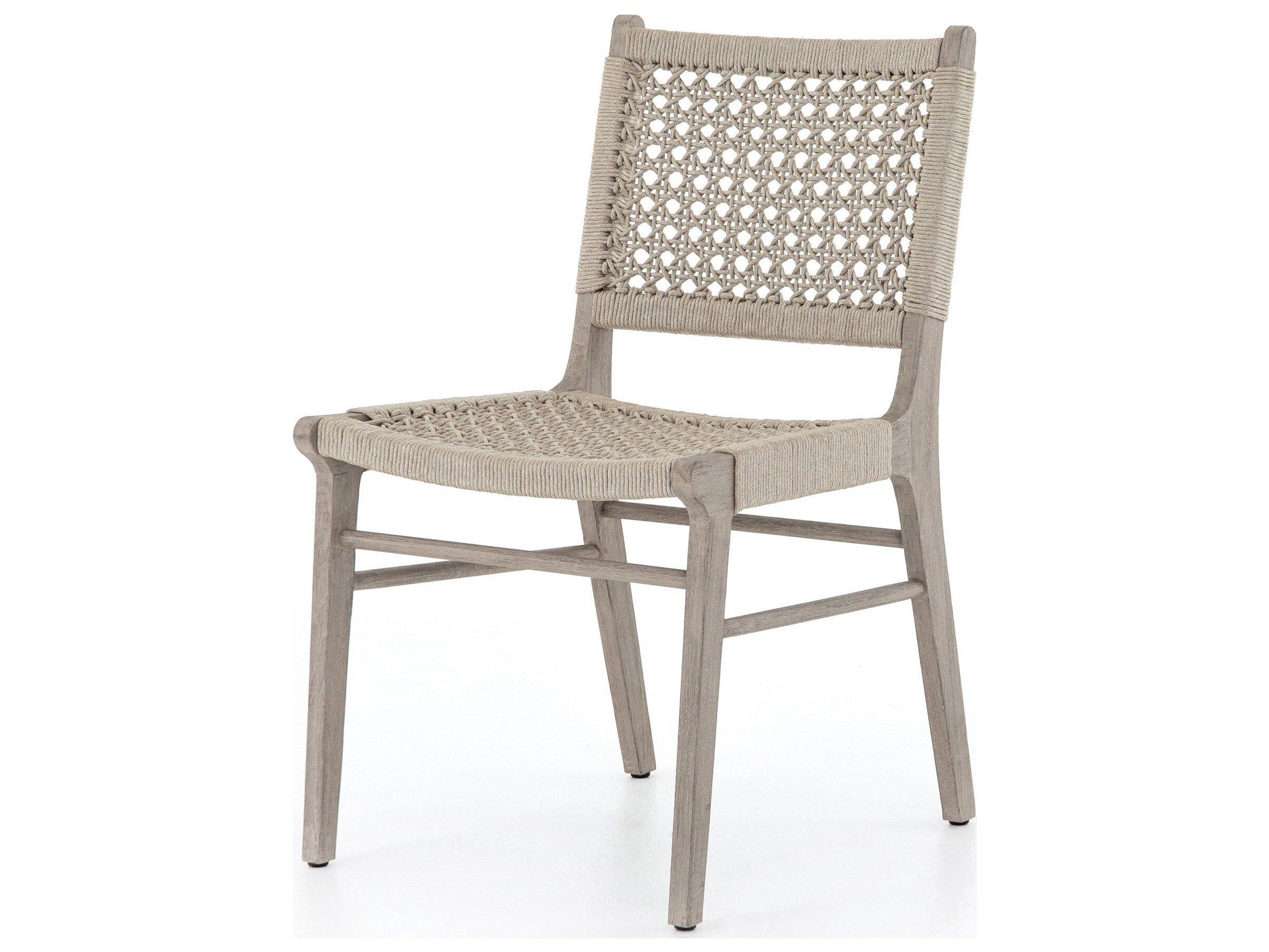 Four Hands Outdoor Solano Ivory Rope / Weathered Grey Teak Dining Chair