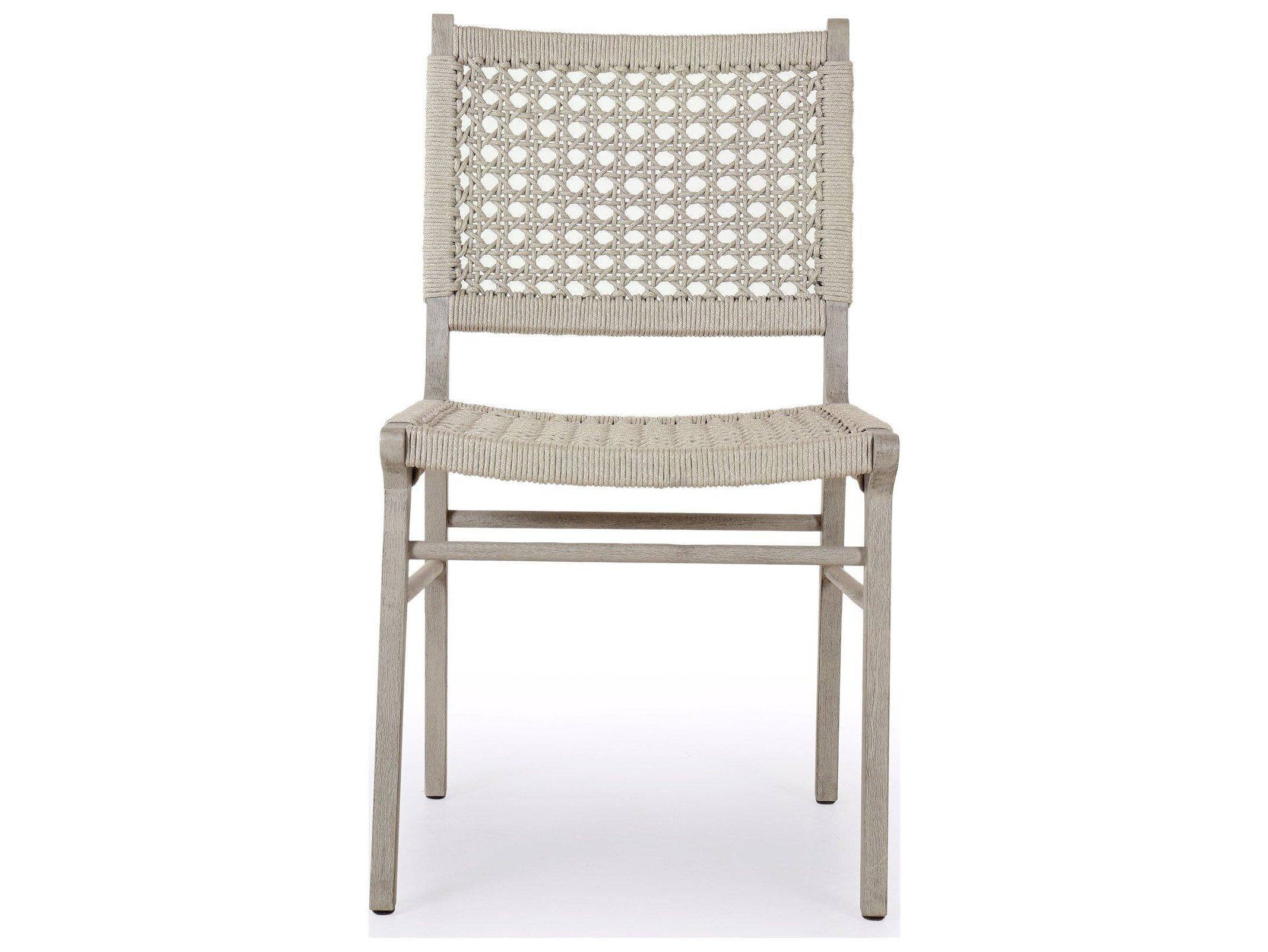 Four Hands Outdoor Solano Ivory Rope / Weathered Grey Teak Dining Chair