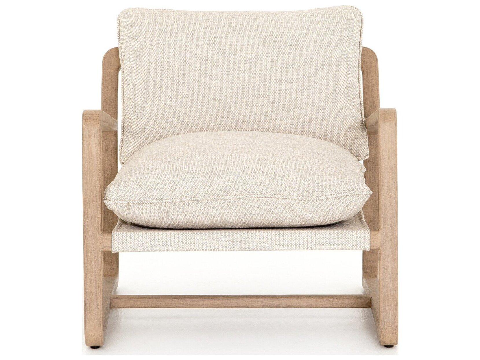 Four Hands Outdoor Solano Washed Brown Teak Lounge Chair with Faye Sand Cushion