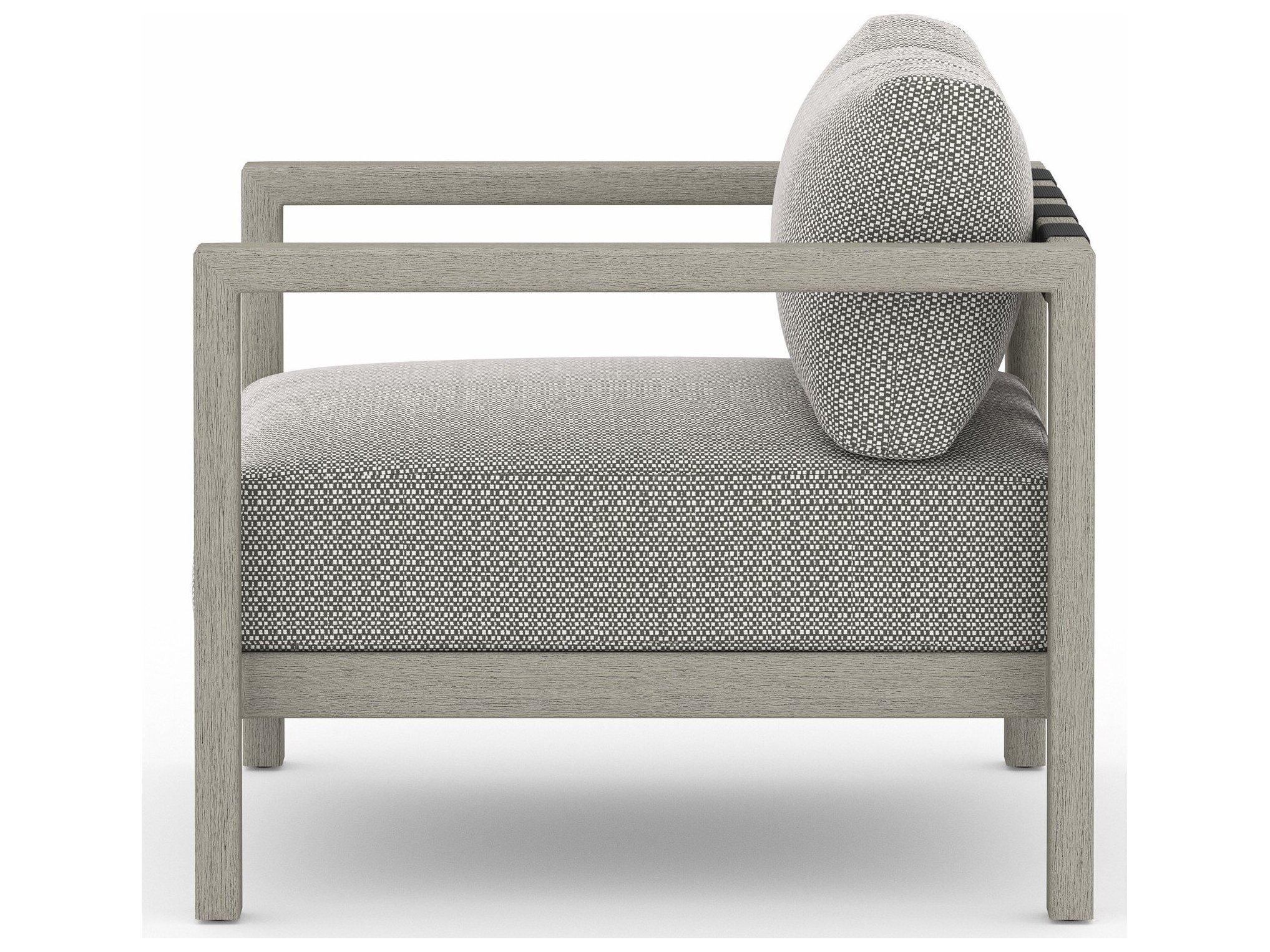 Four Hands Outdoor Solano Sonoma Weathered Grey Teak Cushion Lounge Chair in Faye Ash