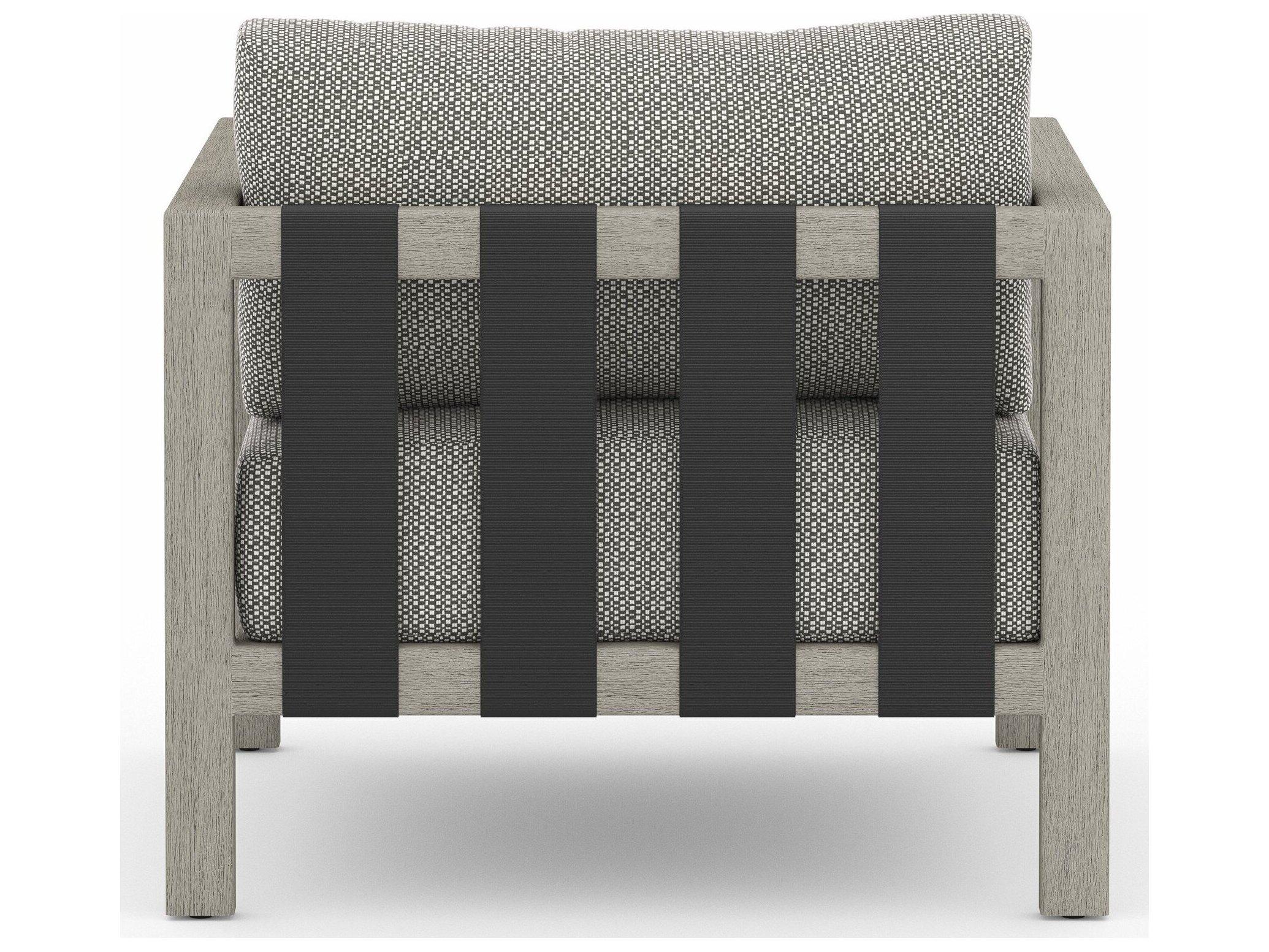 Four Hands Outdoor Solano Sonoma Weathered Grey Teak Cushion Lounge Chair in Faye Ash