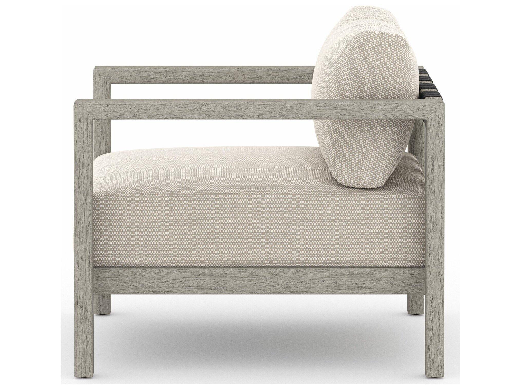 Four Hands Outdoor Solano Sonoma Weathered Grey Teak Cushion Lounge Chair in Faye Sand