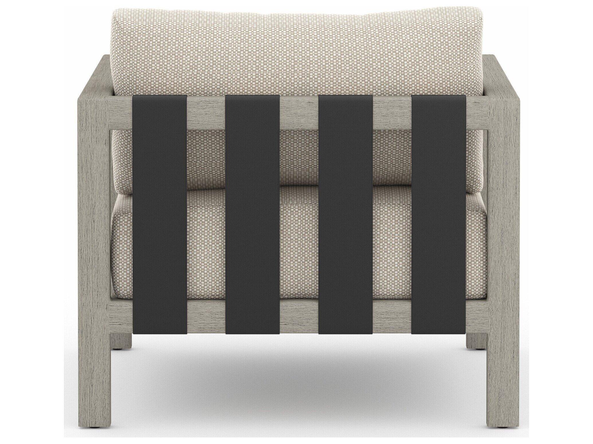 Four Hands Outdoor Solano Sonoma Weathered Grey Teak Cushion Lounge Chair in Faye Sand