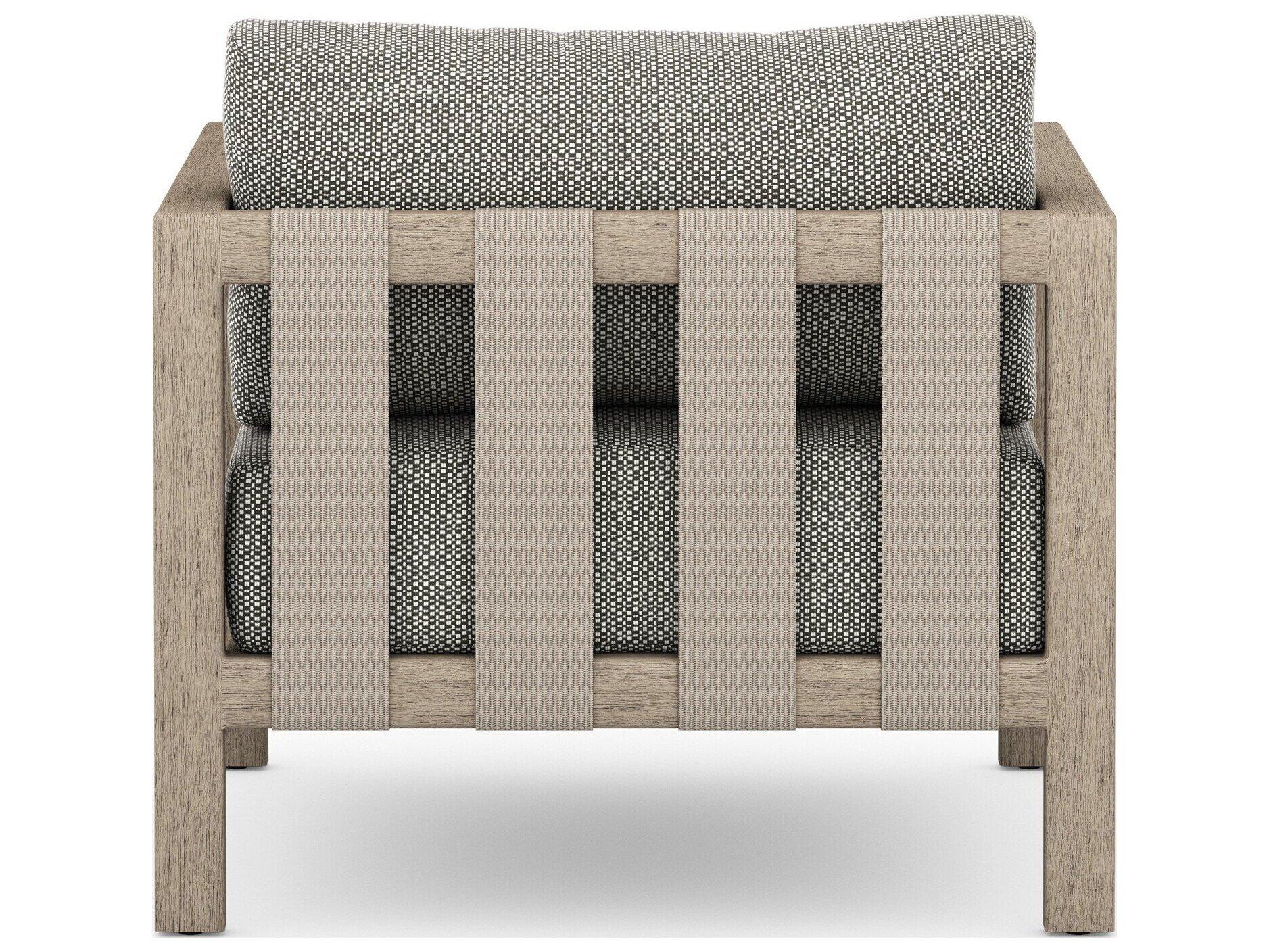 Four Hands Outdoor Solano Sonoma Washed Brown Teak Cushion Lounge Chair in Faye Ash