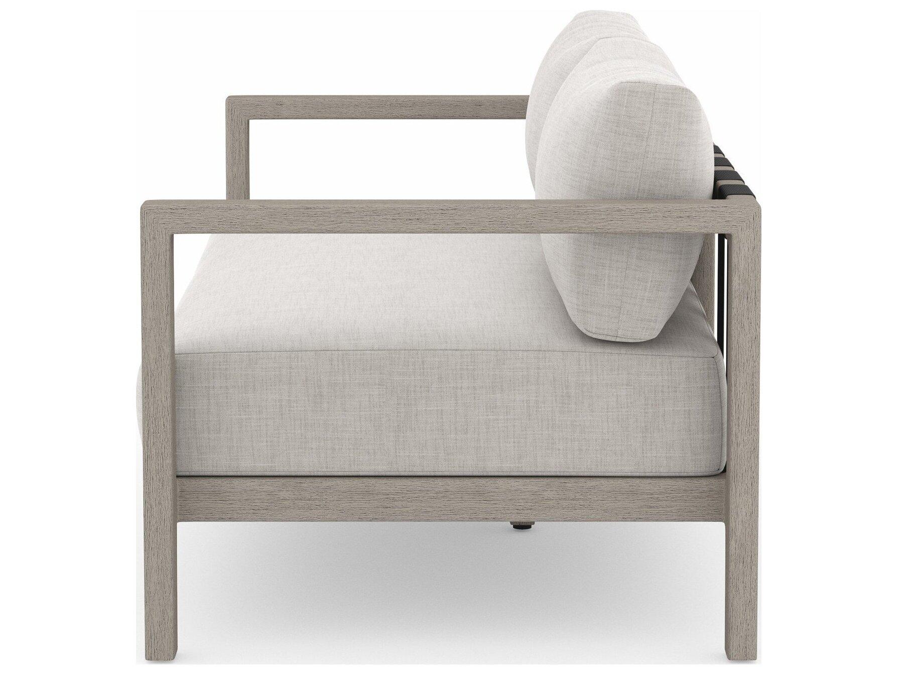 Four Hands Outdoor Solano Sonoma Weathered Grey Teak Cushion 60" Sofa in Stone Grey