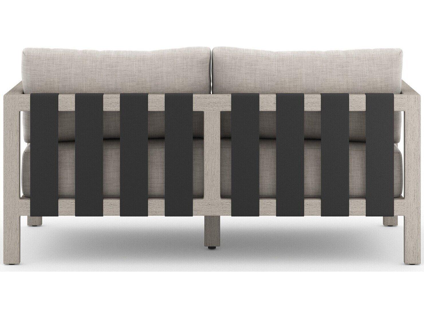 Four Hands Outdoor Solano Sonoma Weathered Grey Teak Cushion 60" Sofa in Stone Grey