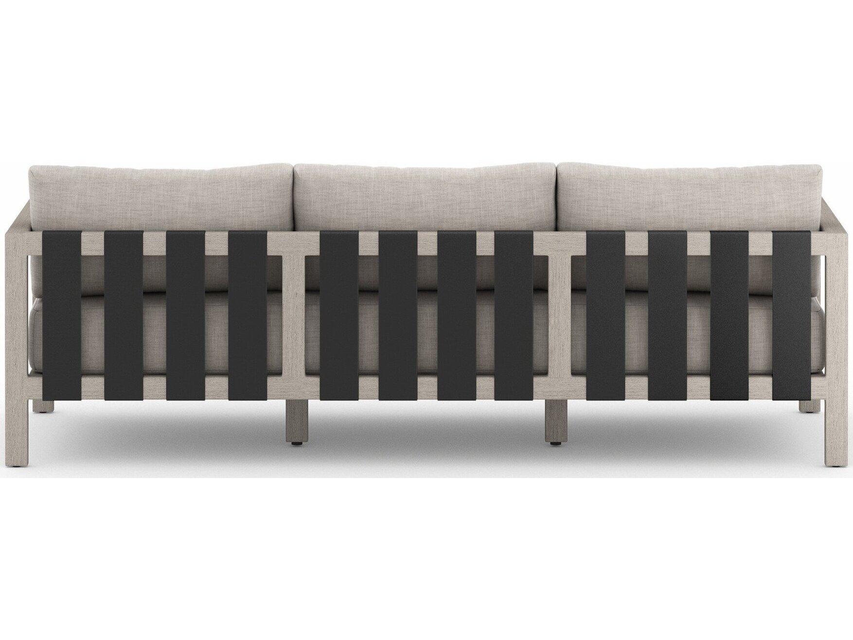 Four Hands Outdoor Solano Sonoma Weathered Grey Teak Cushion 88" Sofa in Stone Grey