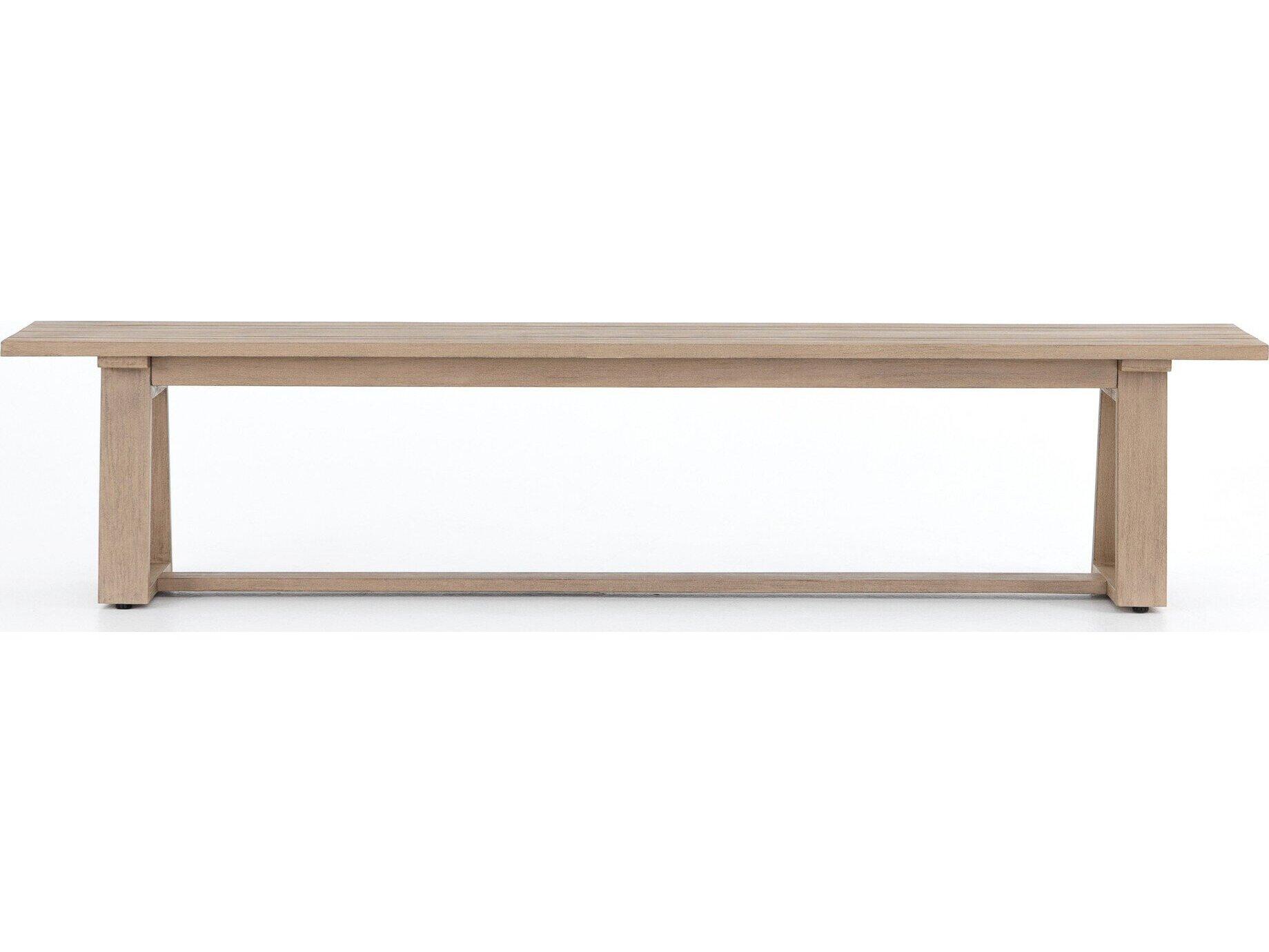 Four Hands Outdoor Solano Washed Brown Teak Bench