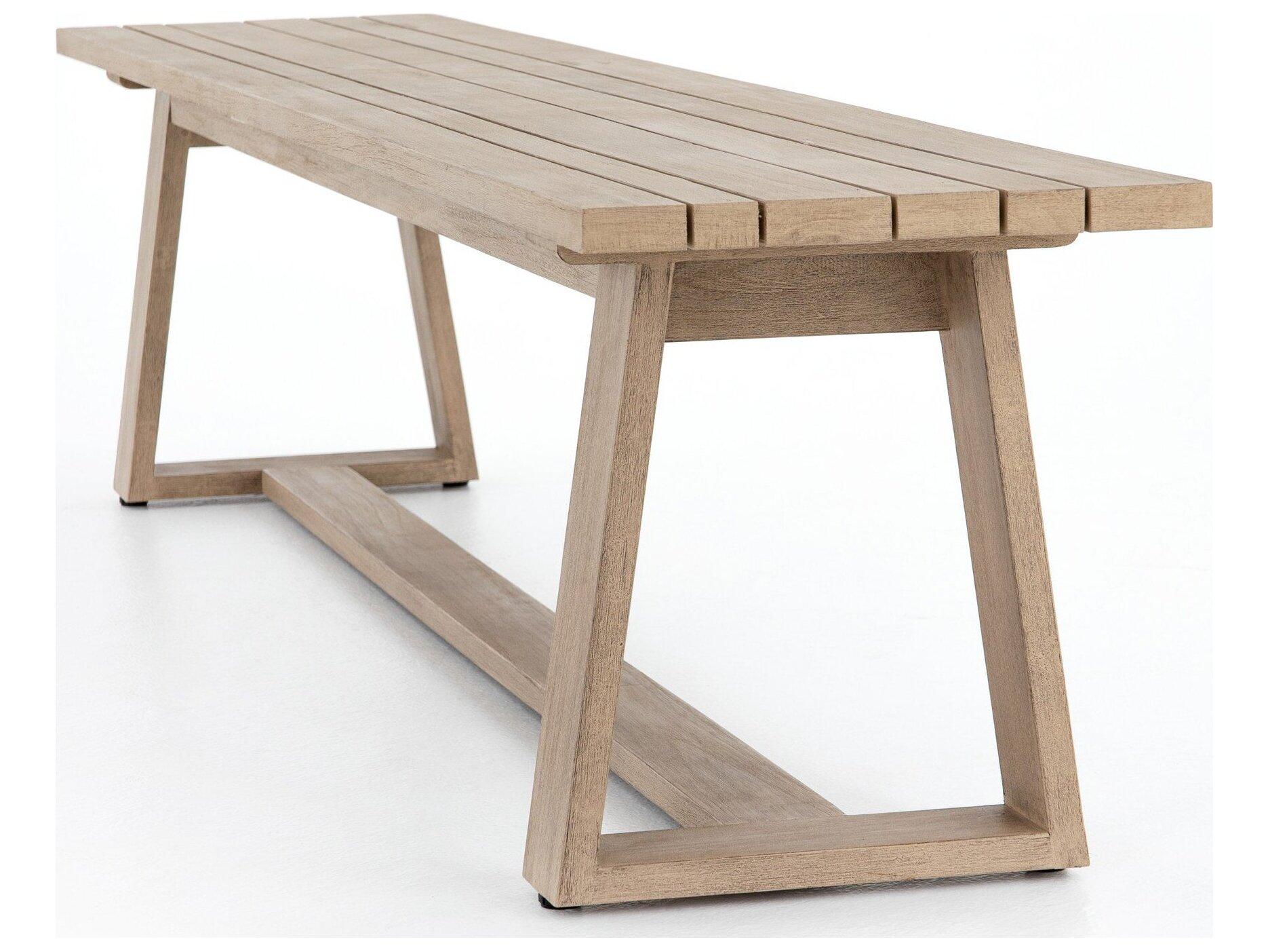 Four Hands Outdoor Solano Washed Brown Teak Bench