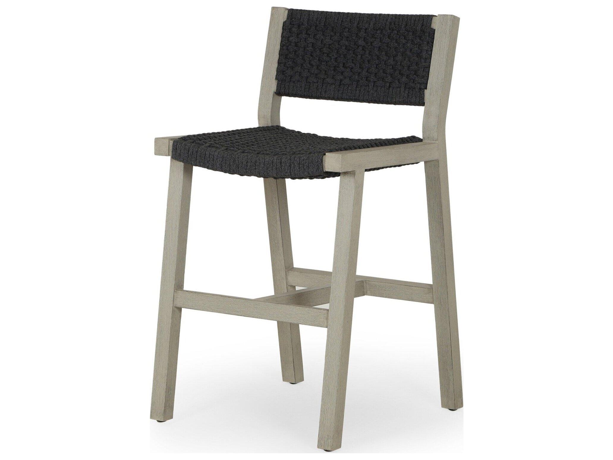 Four Hands Outdoor Solano Weathered Grey / Thick Dark Grey Rope Counter Stool