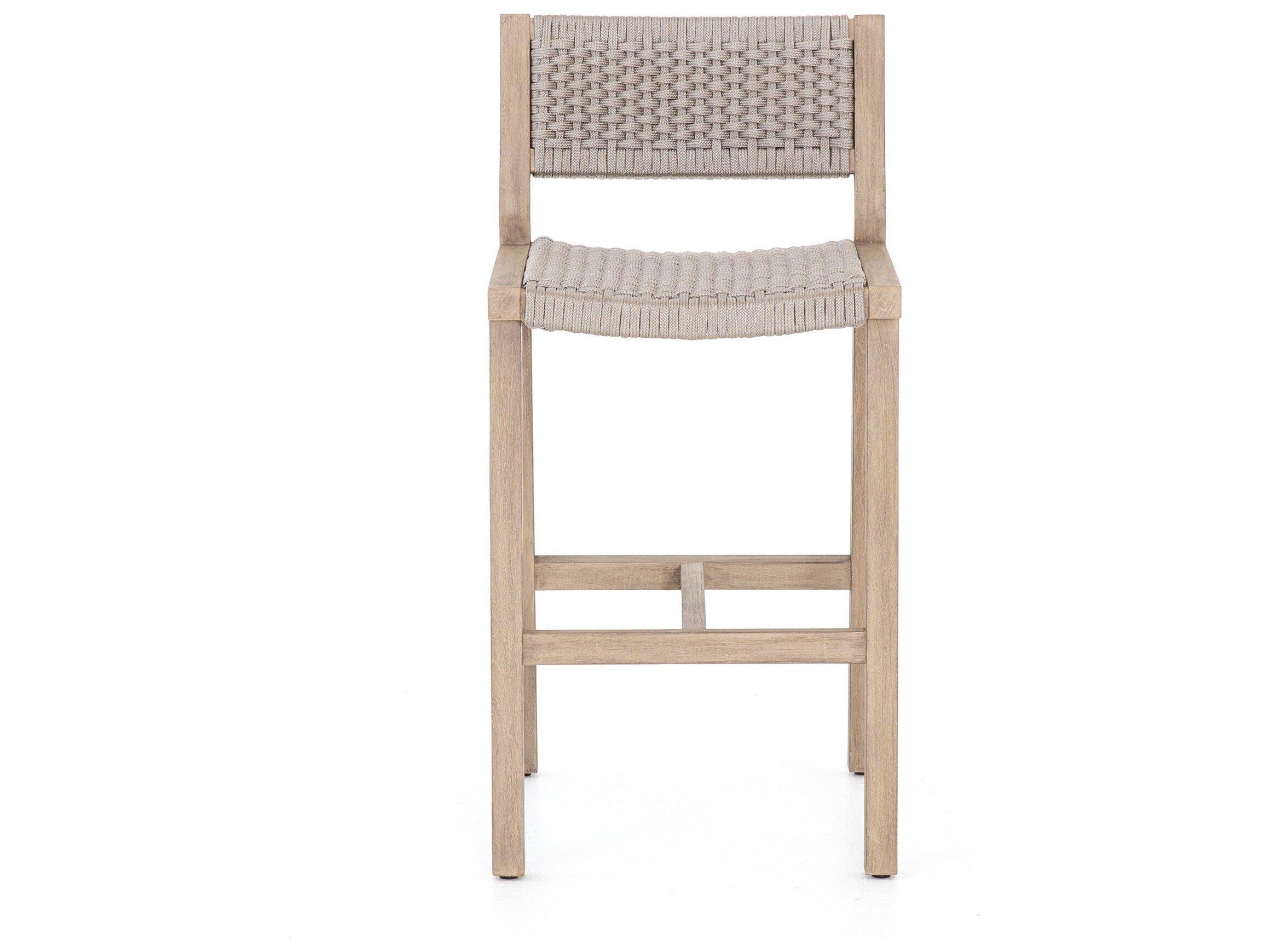 Four Hands Outdoor Solano Washed Brown / Thick Grey Rope Counter Stool