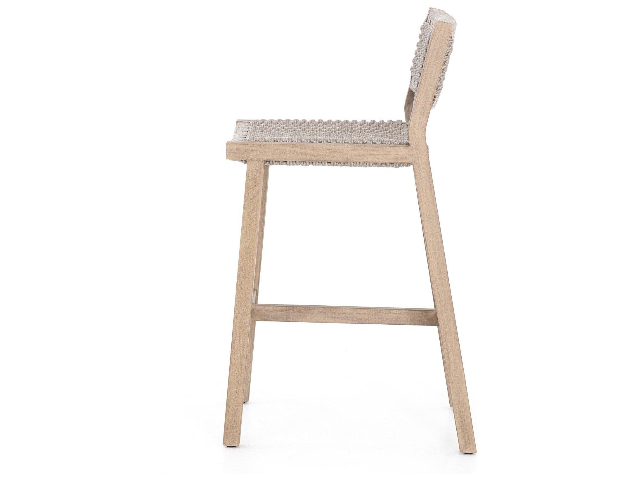 Four Hands Outdoor Solano Washed Brown / Thick Grey Rope Counter Stool