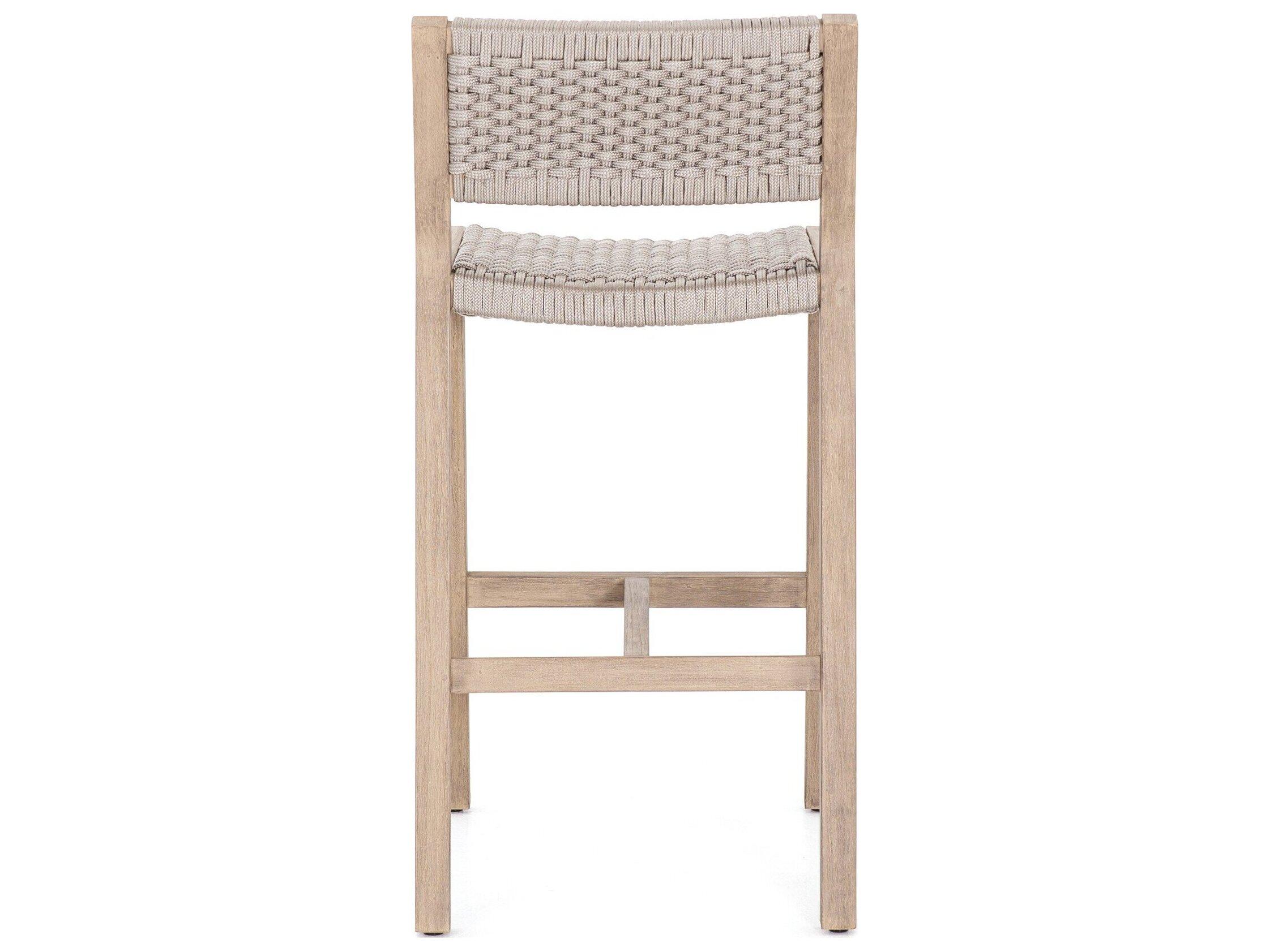 Four Hands Outdoor Solano Washed Brown / Thick Grey Rope Counter Stool