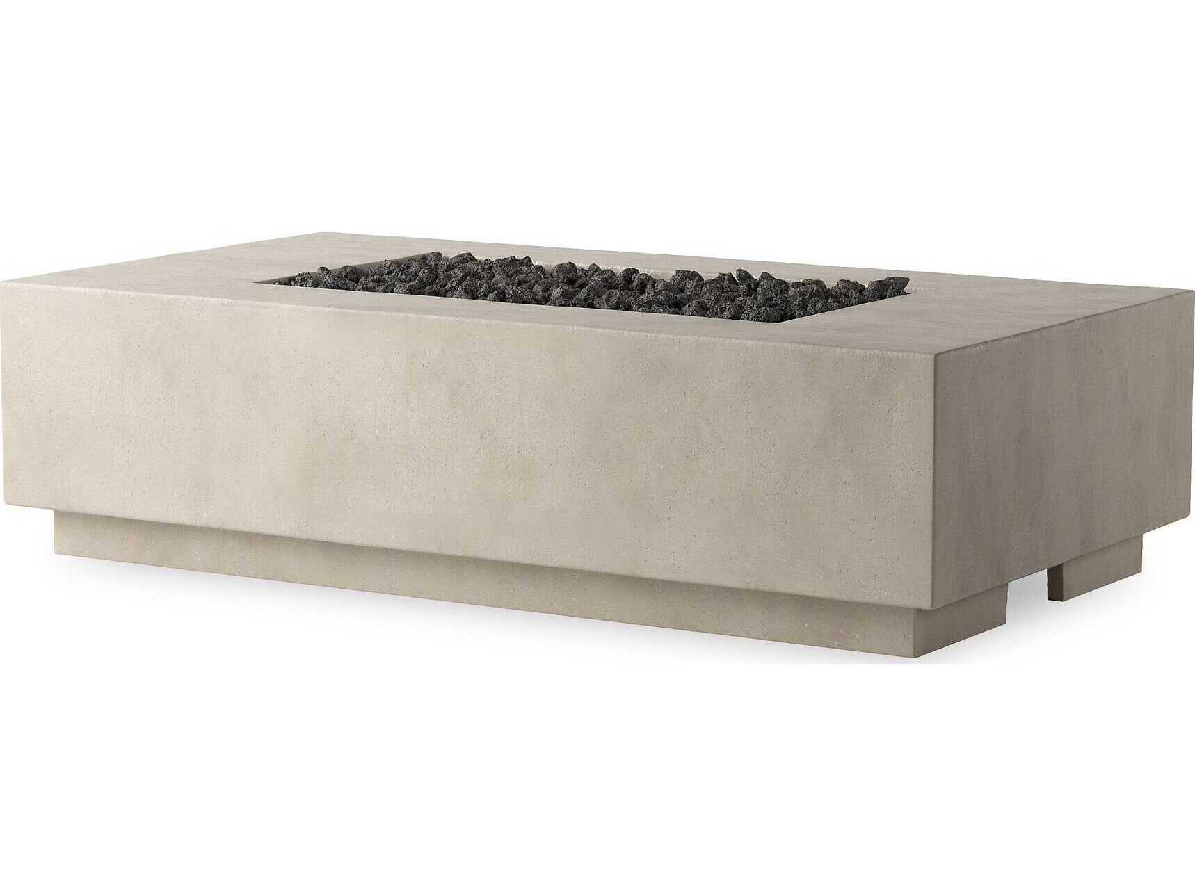 Four Hands Outdoor Falco Kenton Natural Concrete Rectangular Fire Pit Table