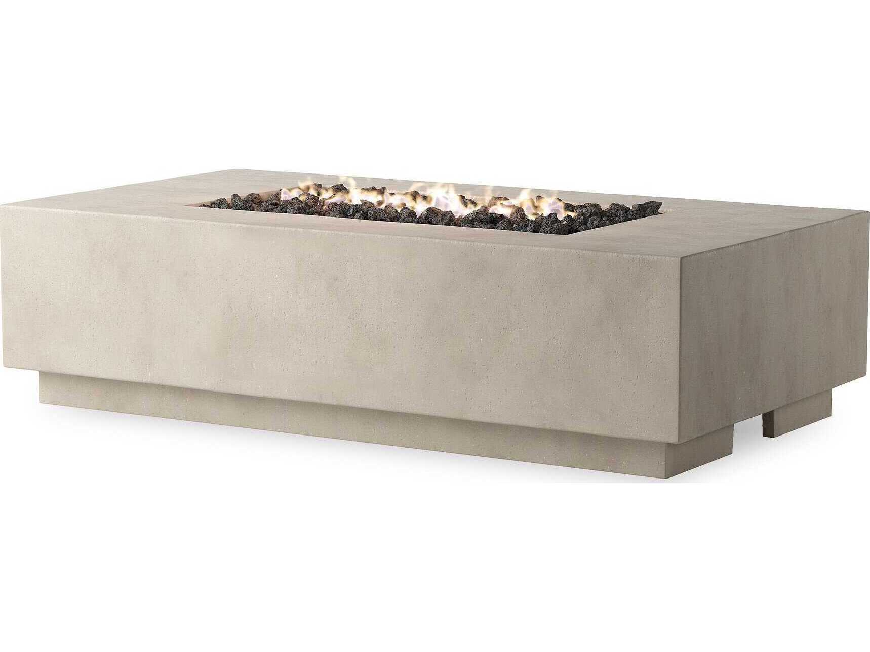 Four Hands Outdoor Falco Kenton Natural Concrete Rectangular Fire Pit Table