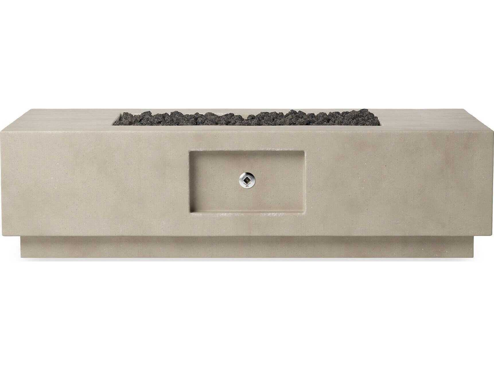 Four Hands Outdoor Falco Kenton Natural Concrete Rectangular Fire Pit Table