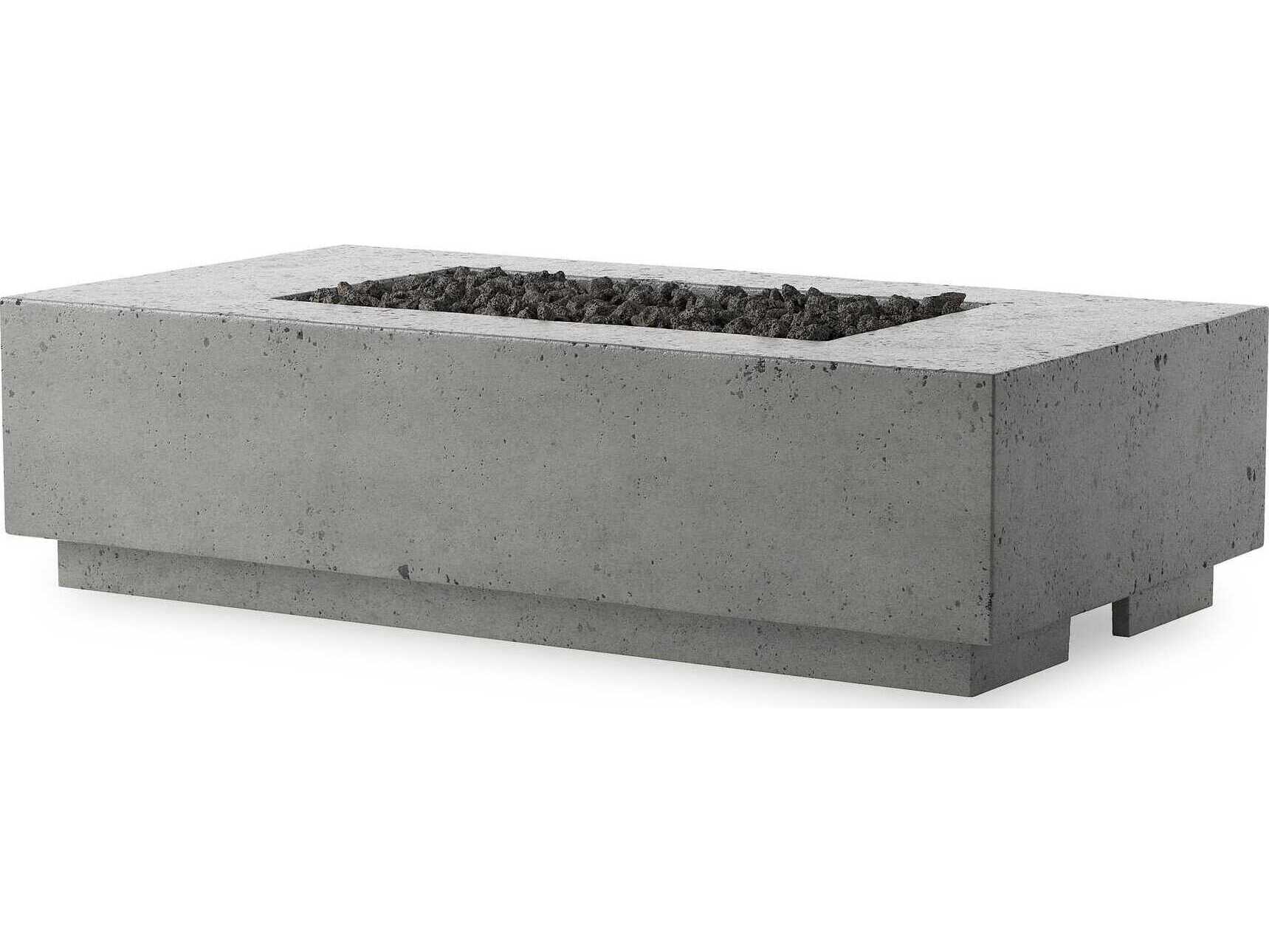 Four Hands Outdoor Falco Kenton Pewter Concrete Rectangular Fire Pit Table