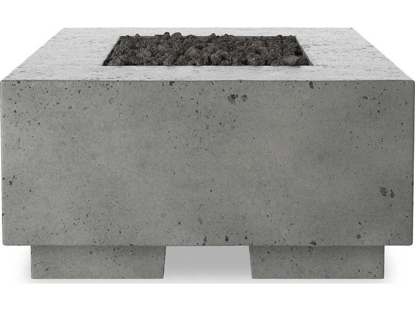 Four Hands Outdoor Falco Kenton Pewter Concrete Rectangular Fire Pit Table