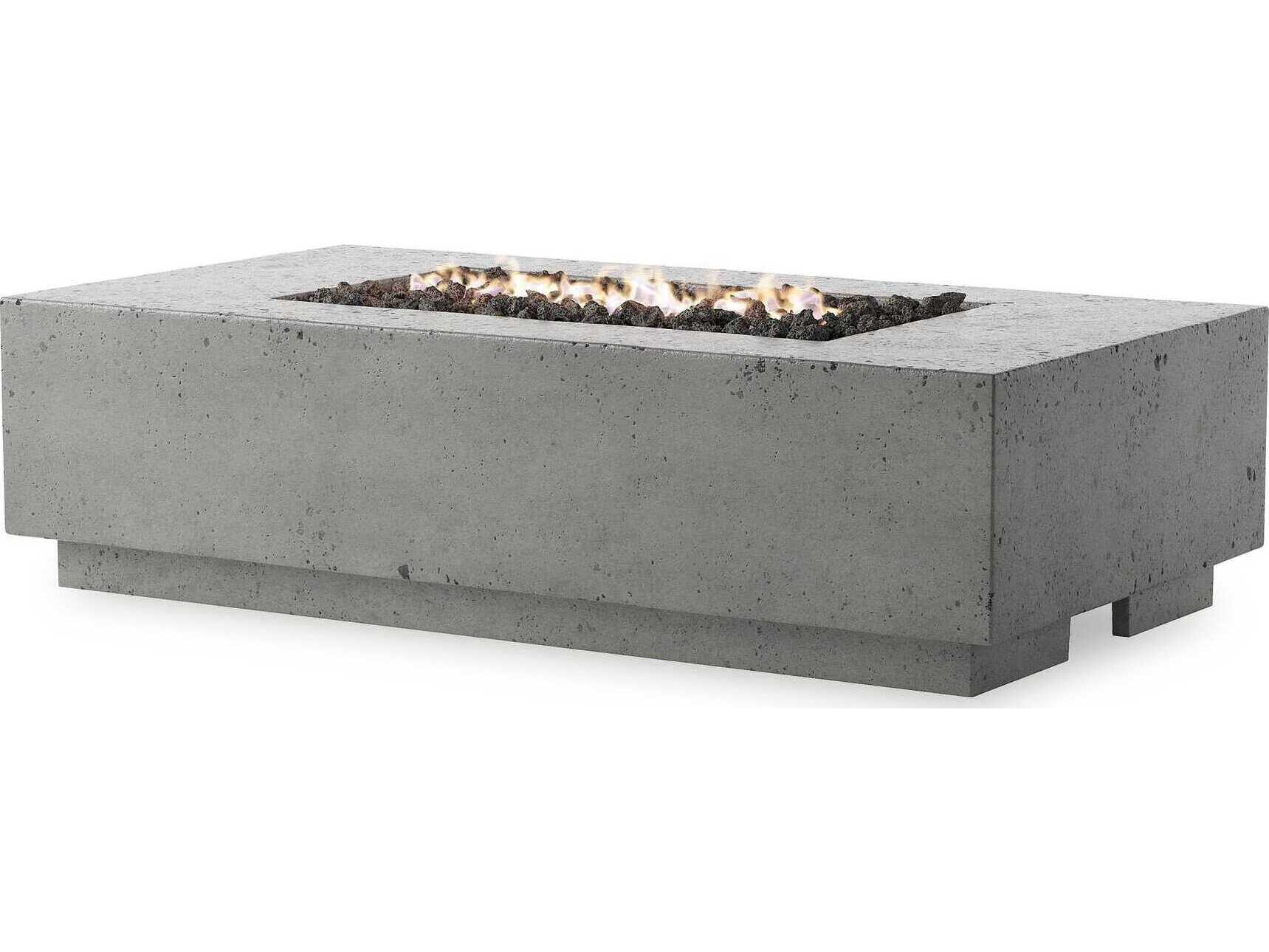 Four Hands Outdoor Falco Kenton Pewter Concrete Rectangular Fire Pit Table