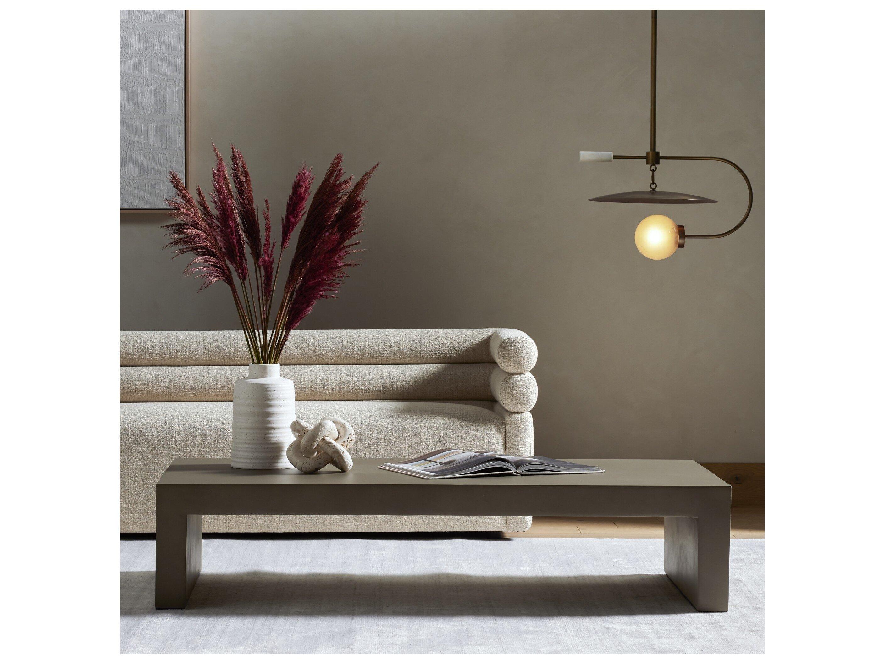 Four Hands Outdoor Bina Concrete Grey Rectangular Coffee Table